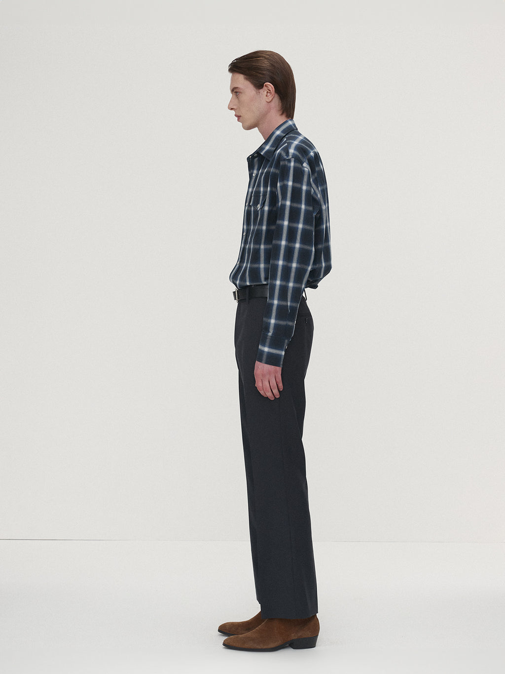 Tonywack - Checked Cotton Western Shirt Japanese Fabric (Navy/White) product image 3 | TRAB K-Fashion Australia