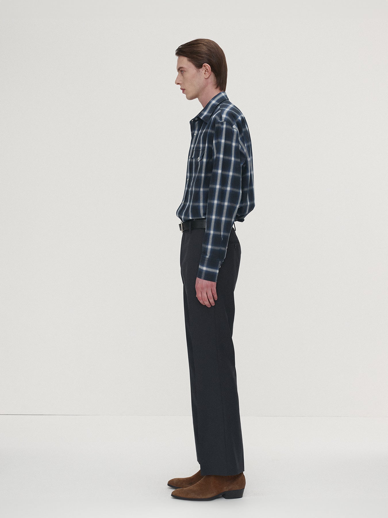 Tonywack - Checked Cotton Western Shirt Japanese Fabric (Navy/White) product image 3 | TRAB K-Fashion Australia