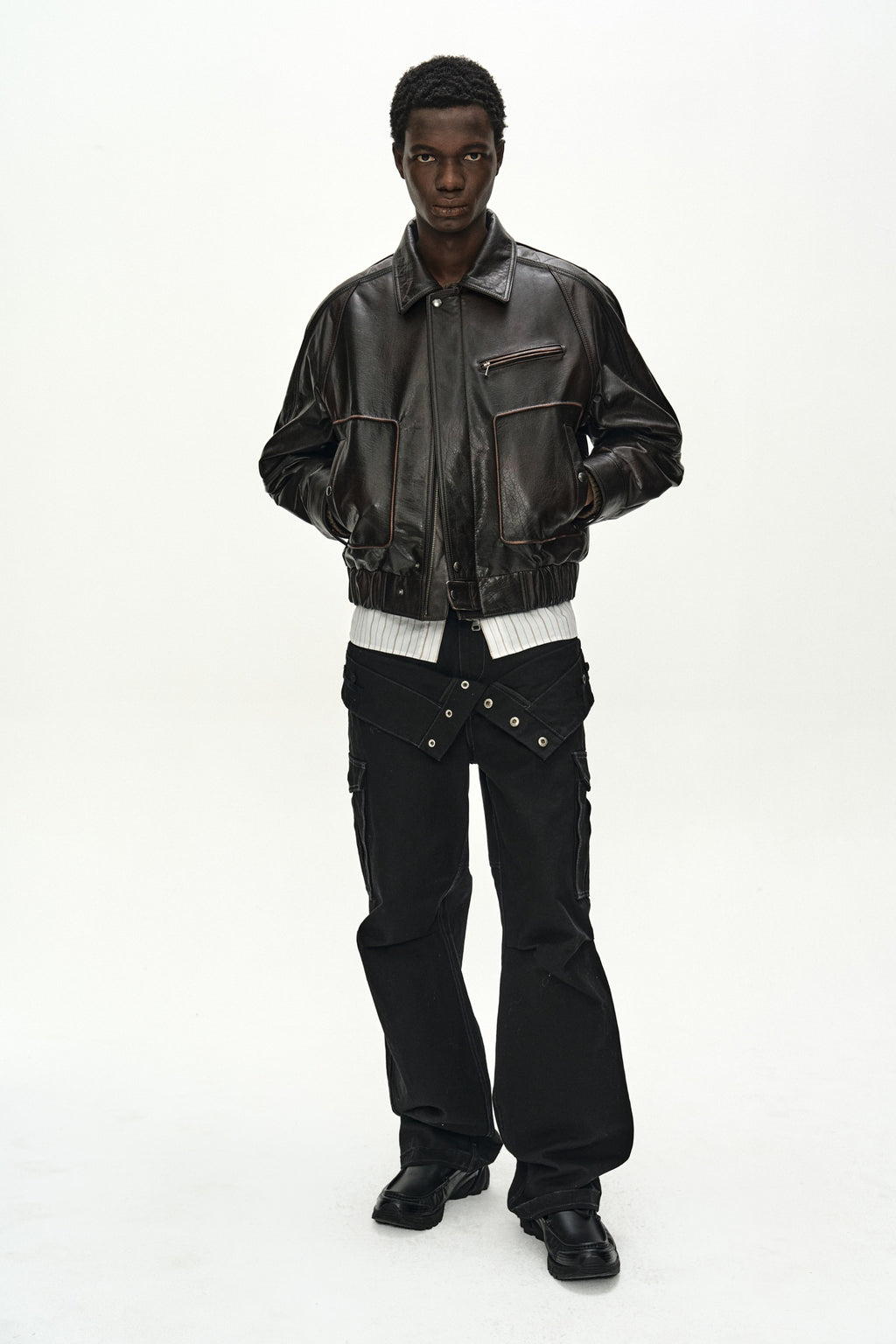 Andersson Bell - Buffalo Leather Bomber Jacket (Dark Brown) product image 6 | TRAB K-Fashion Australia