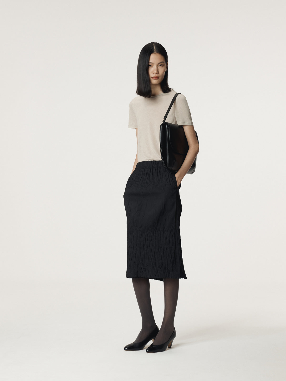 Recto - Wave Jacquard Banding Skirt (Black) product image 3 | TRAB K-Fashion Australia