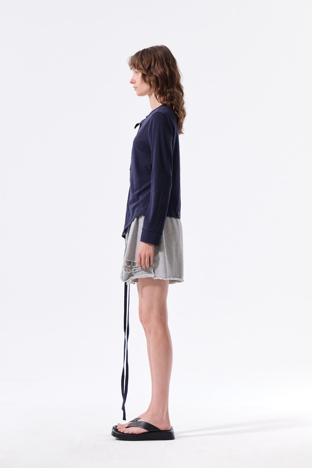 Matin Kim - Asymmetric Button Closure Top (Navy) product image 7 | TRAB K-Fashion Australia