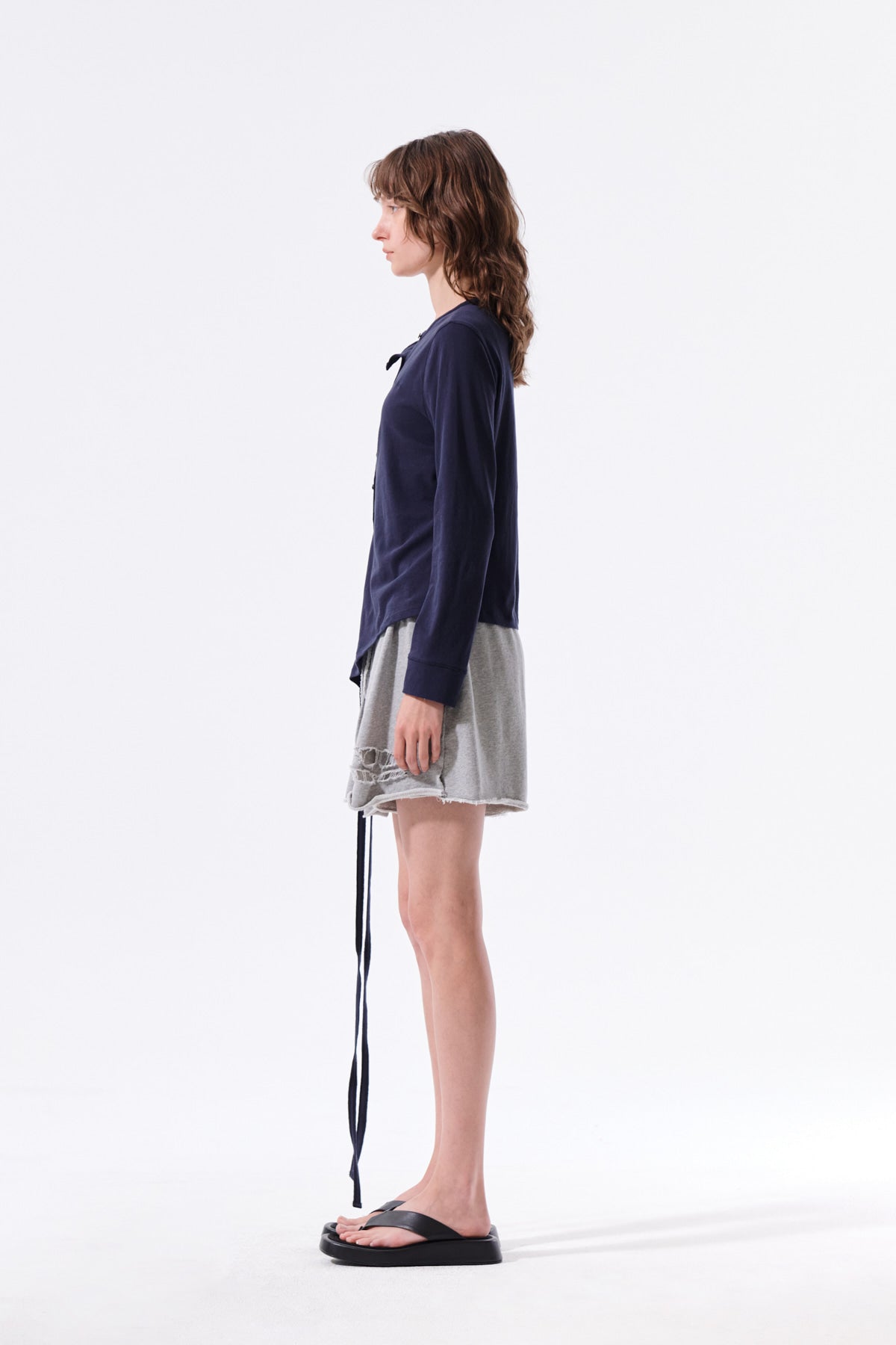 Matin Kim - Asymmetric Button Closure Top (Navy) product image 7 | TRAB K-Fashion Australia