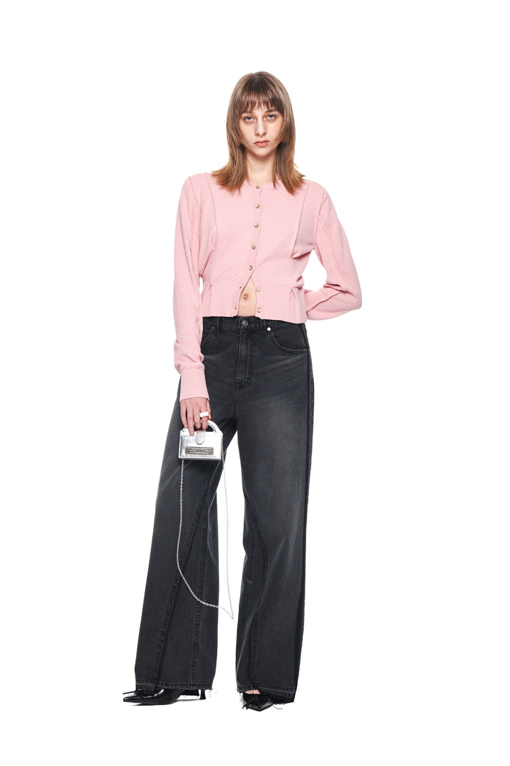 Matin Kim - Pintuck Point Knit Cardigan (Pink) product image 9 | TRAB K-Fashion Australia