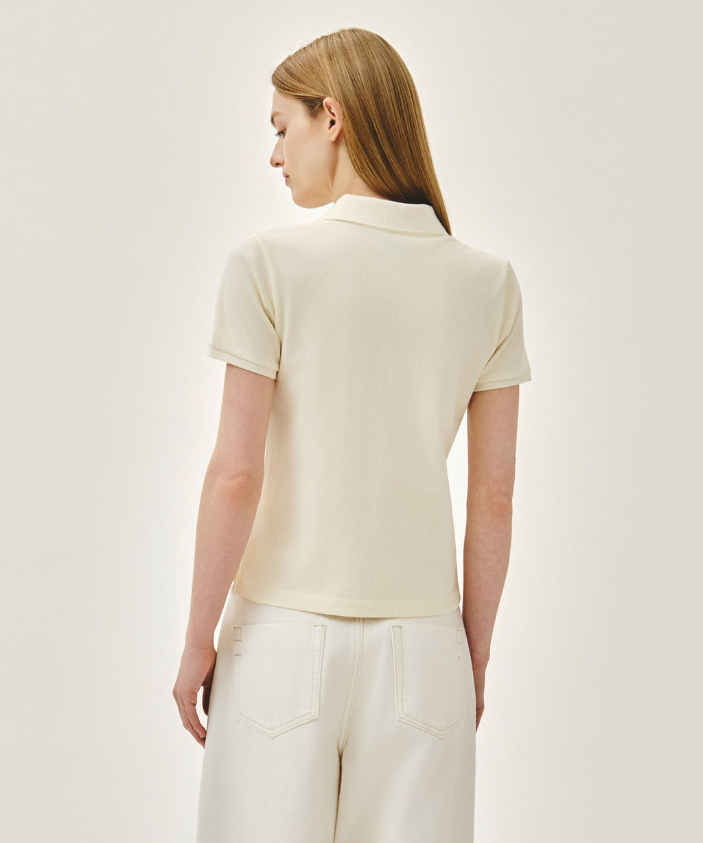 Marithe & Francois Girbaud - Emblem Pk Collar Tee (Ivory) product image 3 | TRAB K-Fashion Australia