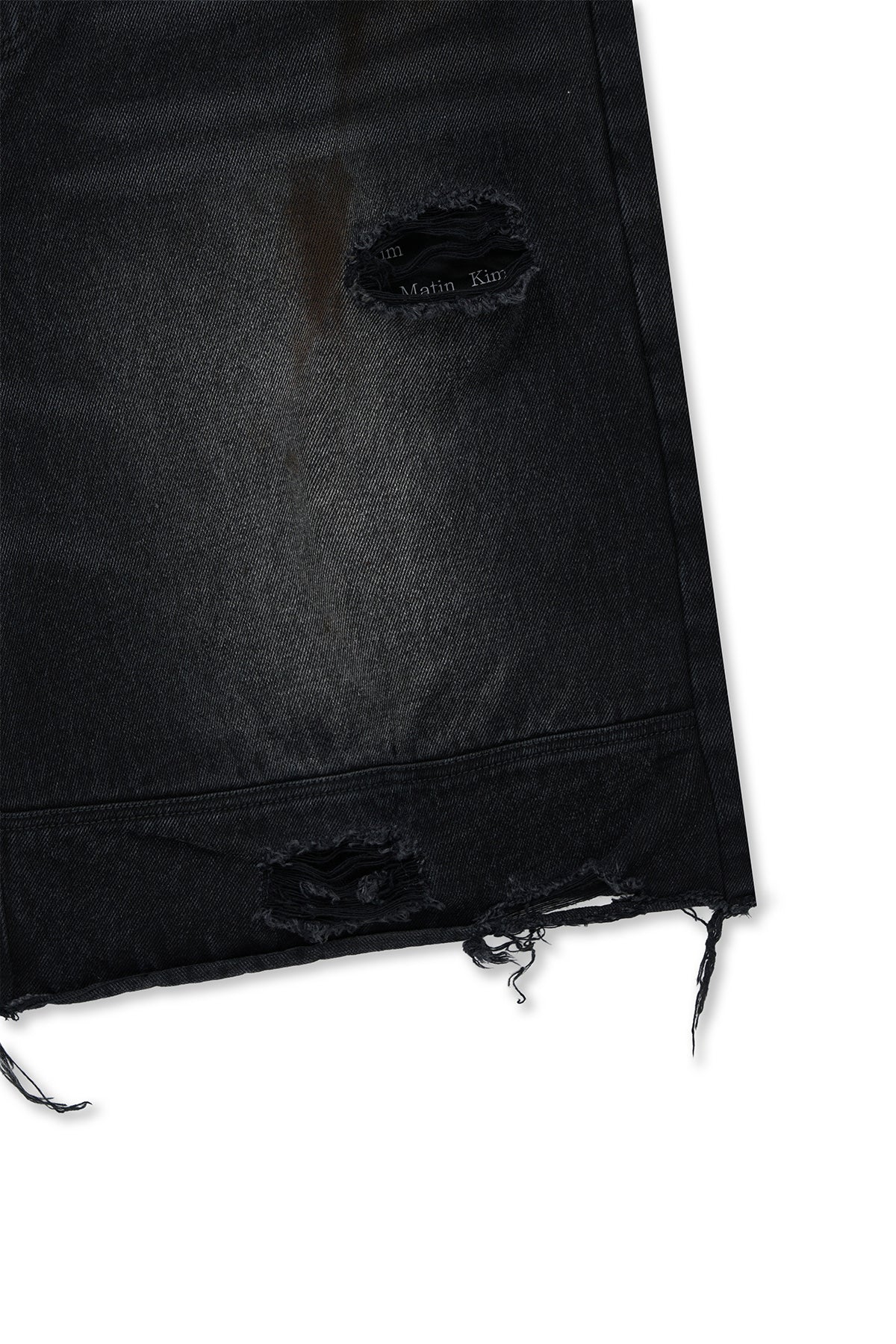 Matin Kim - Destroyed Bermuda Denim Pants (Black) product image 4 | TRAB K-Fashion Australia