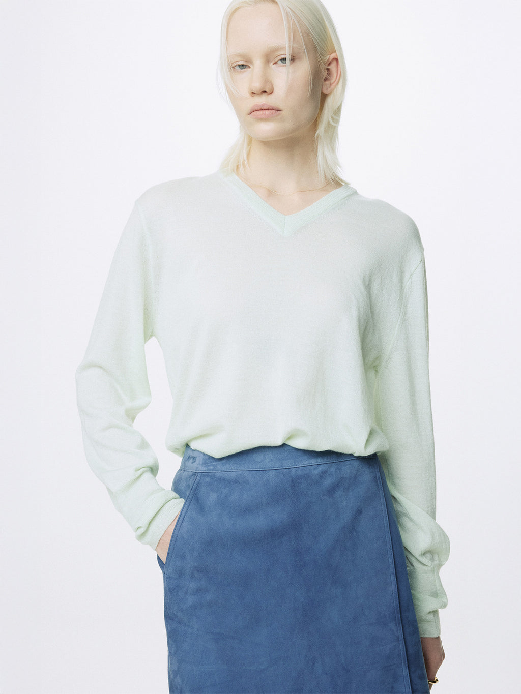 Tonywack - Goat Suede Wrap Skirt (Mid Blue) product image 5 | TRAB K-Fashion Australia