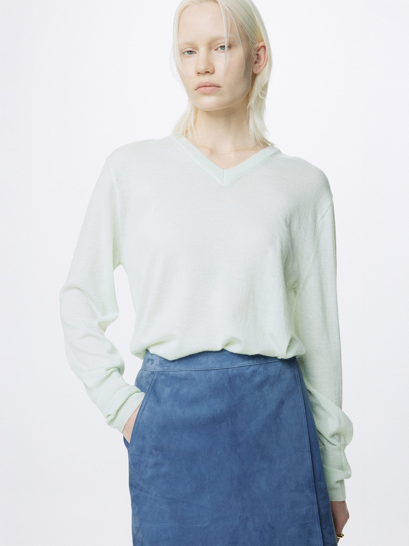 Tonywack - Goat Suede Wrap Skirt (Mid Blue) product image 5 | TRAB K-Fashion Australia