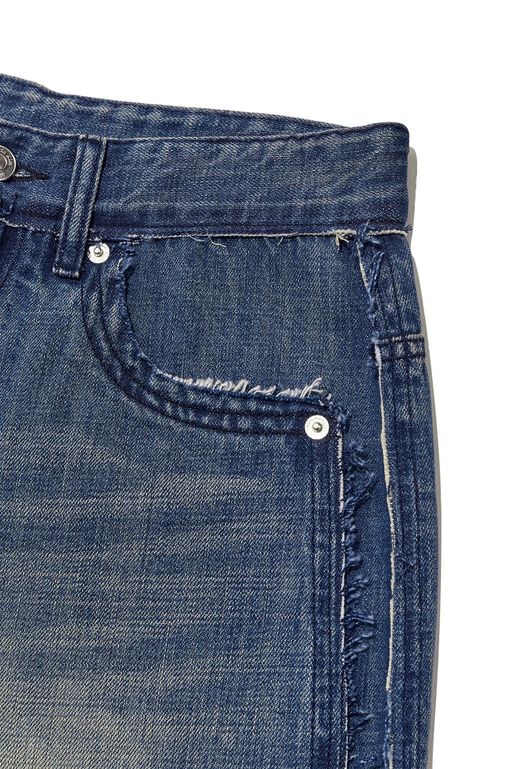 Matin Kim - Rough Cut Line Point Denim Pants (Blue) product image 4 | TRAB K-Fashion Australia