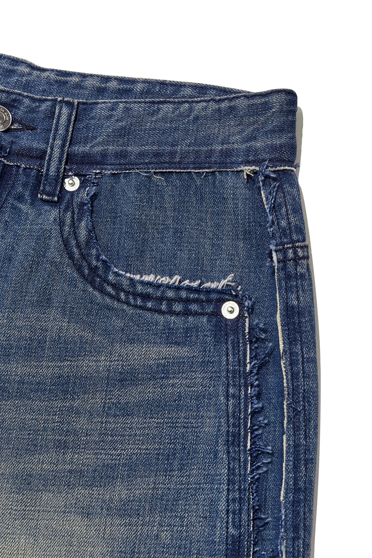Matin Kim - Rough Cut Line Point Denim Pants (Blue) product image 4 | TRAB K-Fashion Australia