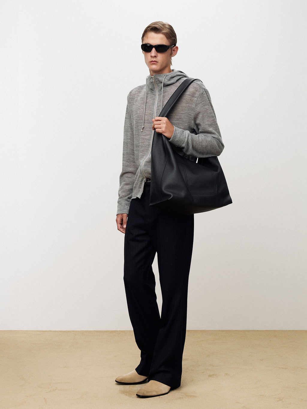 Tonywack - Light Wool Hooded Zip Jacket (Melange Grey) product image 2 | TRAB K-Fashion Australia