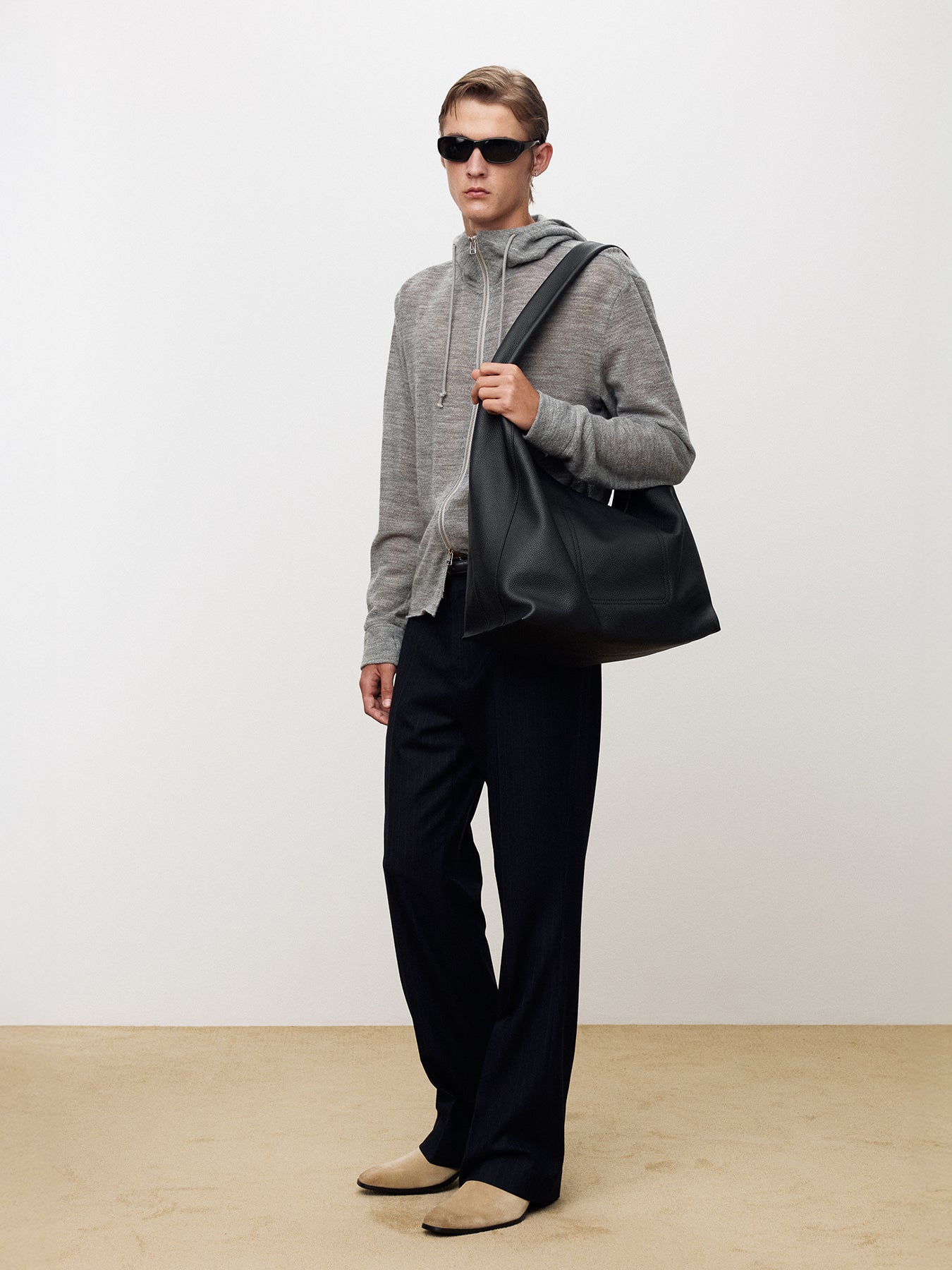 Tonywack - Light Wool Hooded Zip Jacket (Melange Grey) product image 2 | TRAB K-Fashion Australia