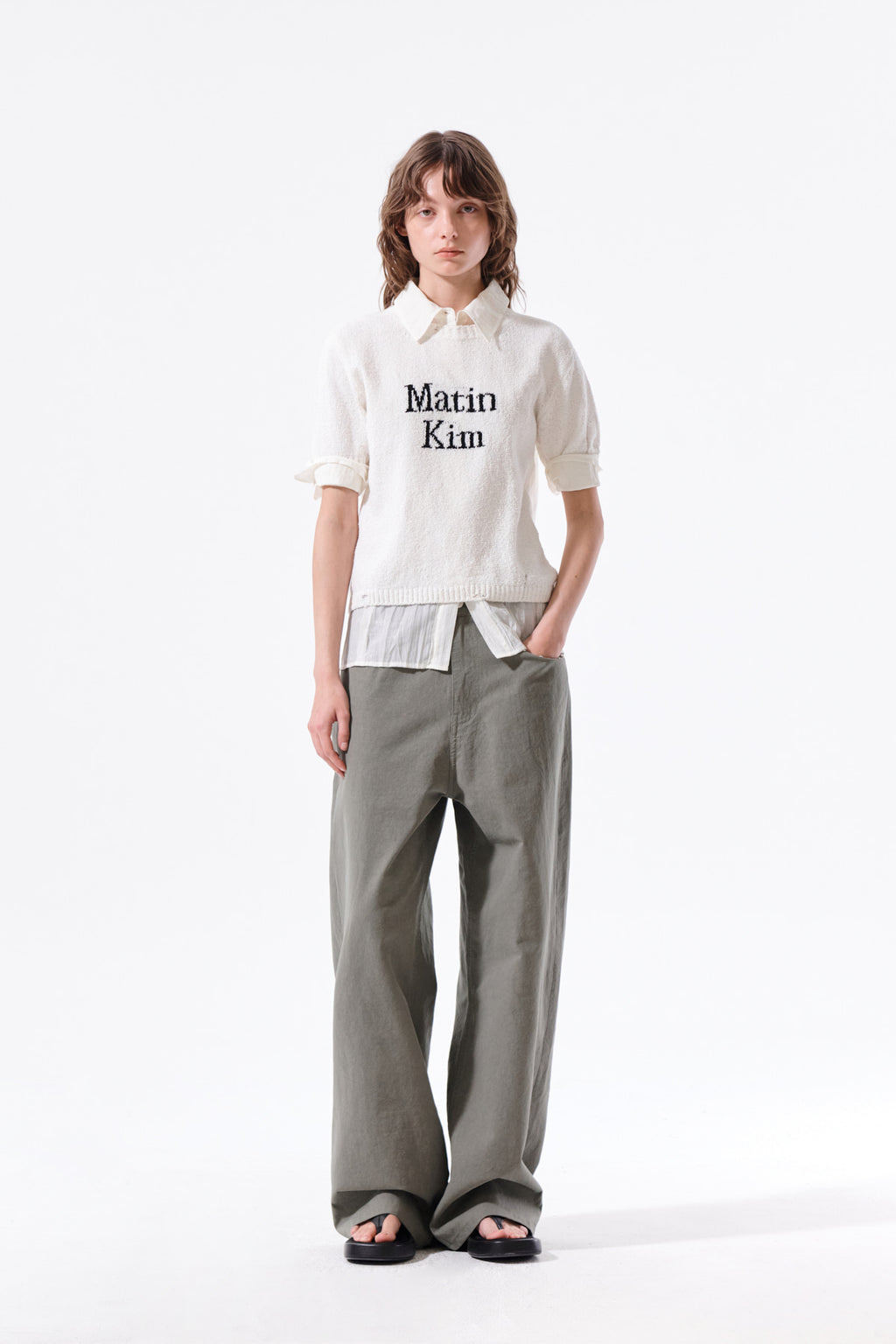 Matin Kim - Half Sleeve Logo Pullover (White) product image 9 | TRAB K-Fashion Australia