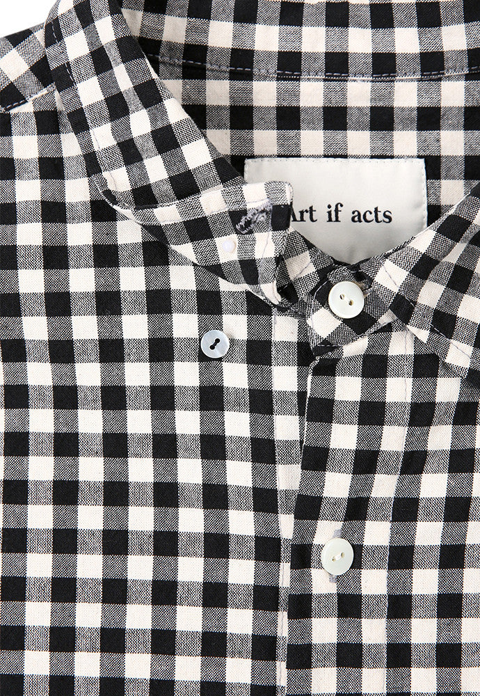 Art if acts - Gingham Check Oxford Shirt (Cream/Black) product image 8 | TRAB K-Fashion Australia
