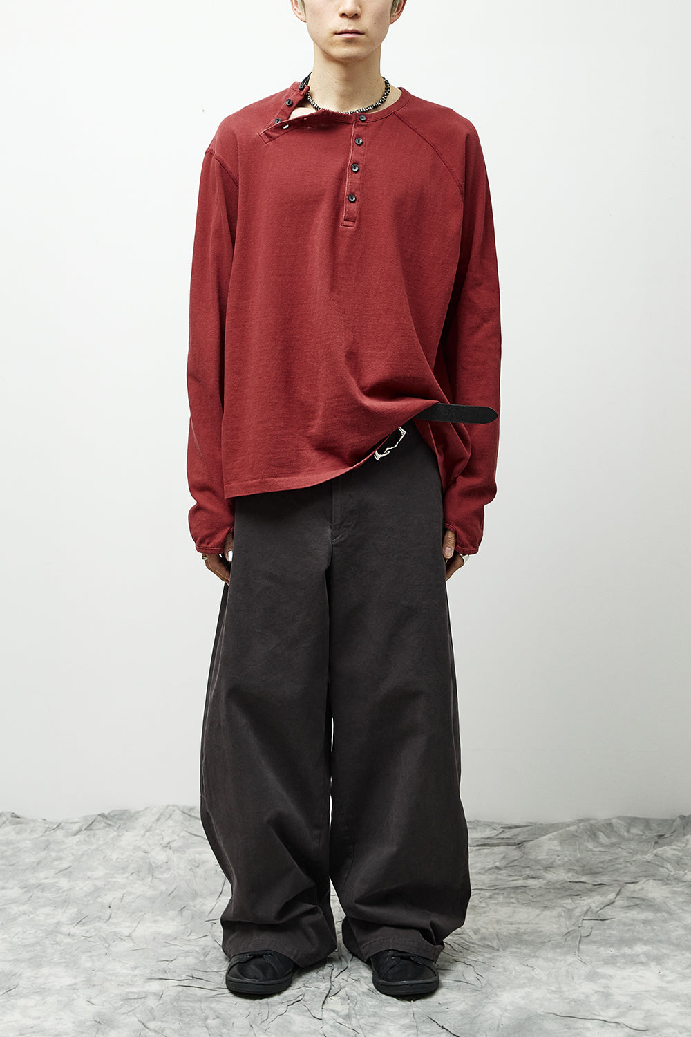 Hatchingroom - Double Henley Neck Tee Bleached (Red) product image 10 | TRAB K-Fashion Australia