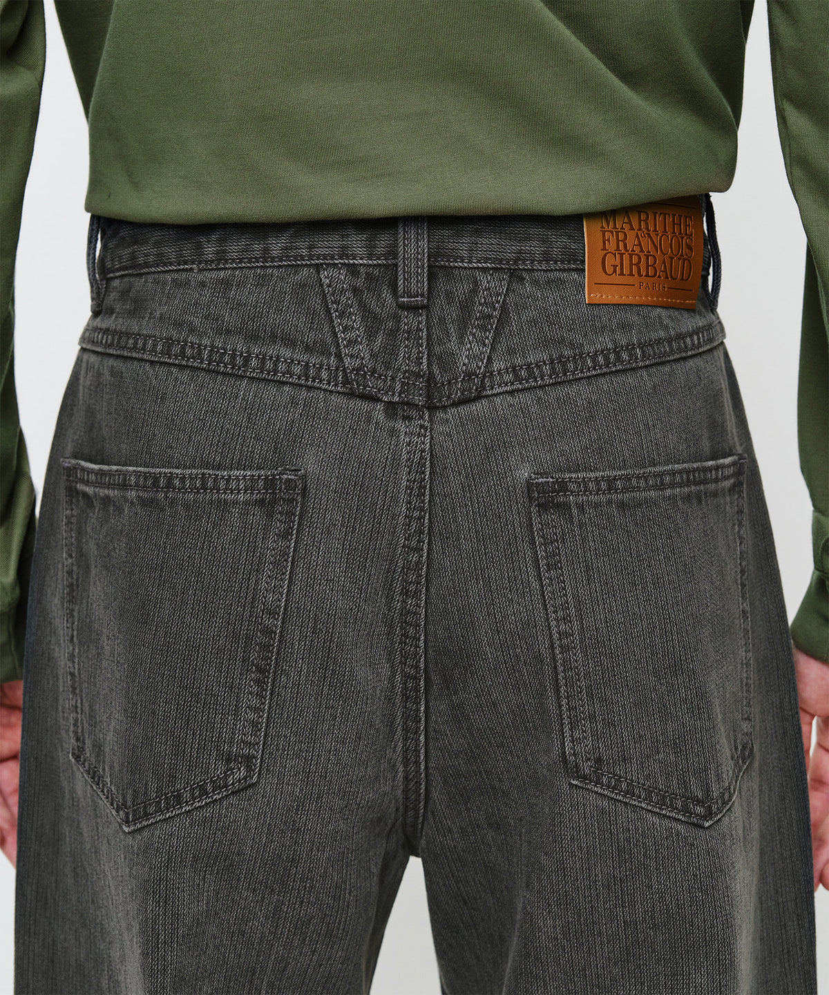 Marithe & Francois Girbaud - Semi-wide Broken Twill Denim Pants (Gray) product image 2 | TRAB K-Fashion Australia