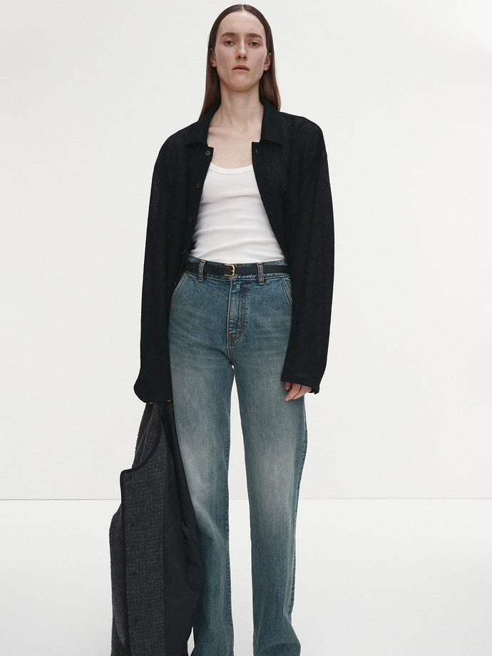 Tonywack - Textured Wool Sheer Button Blouson (Japanese Fabric) (Black) product image 2 | TRAB K-Fashion Australia