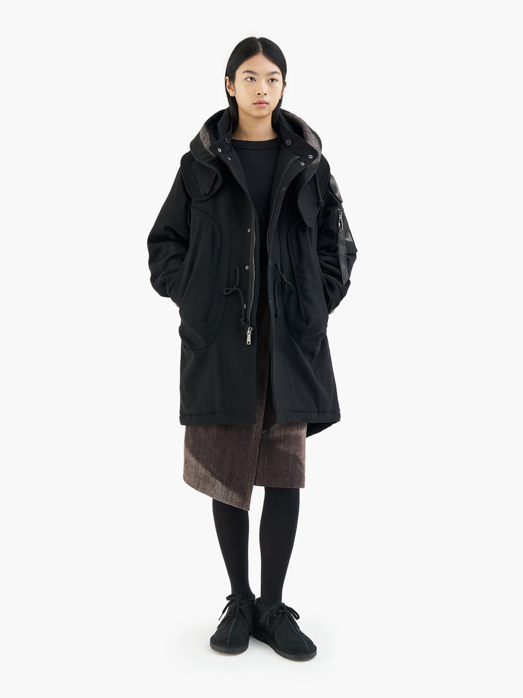Jiyong Kim - Sun-Bleached Detachable Hood Fishtail Coat (Black) product image 7 | TRAB K-Fashion Australia