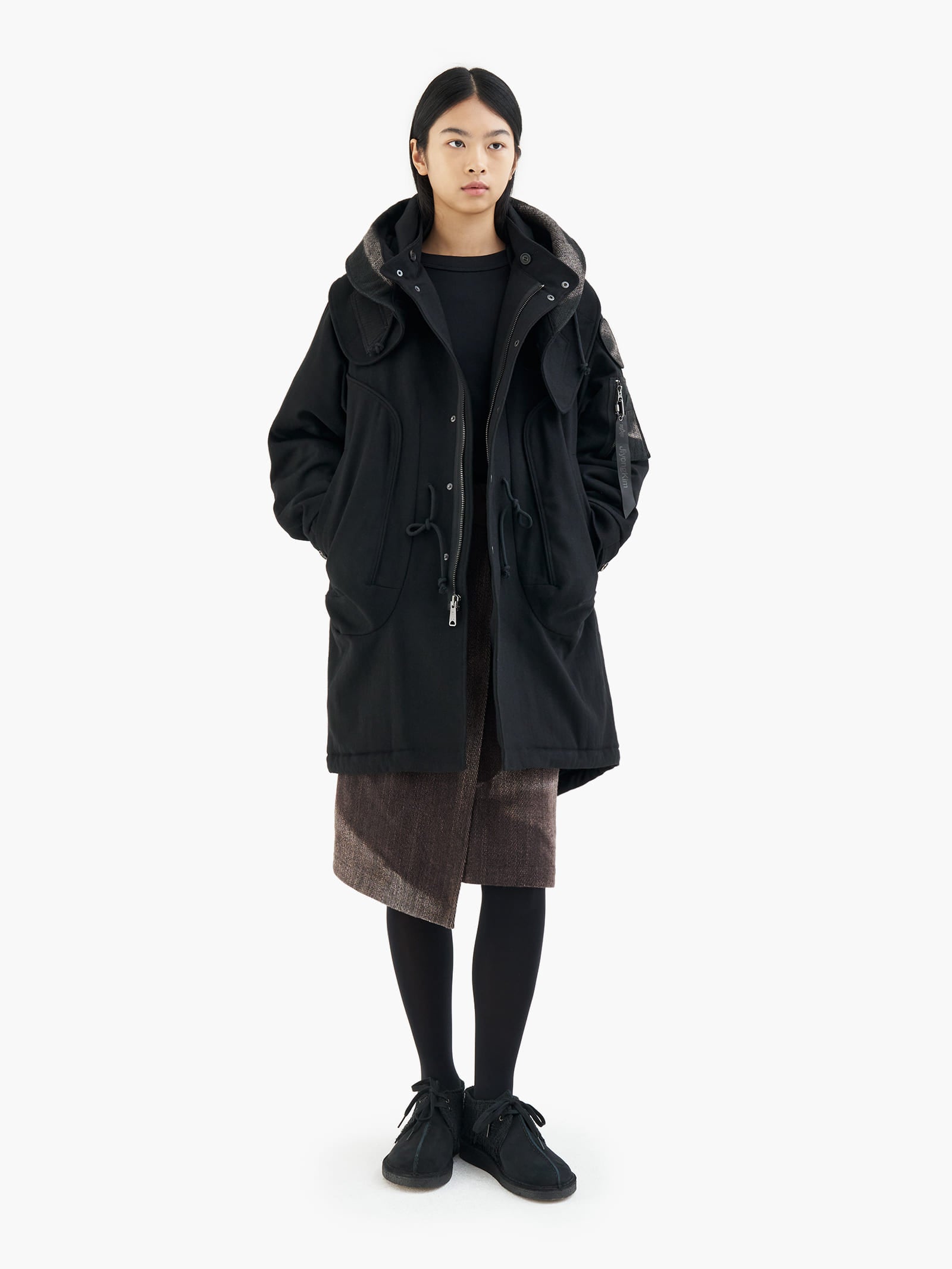 Jiyong Kim - Sun-Bleached Detachable Hood Fishtail Coat (Black) product image 7 | TRAB K-Fashion Australia