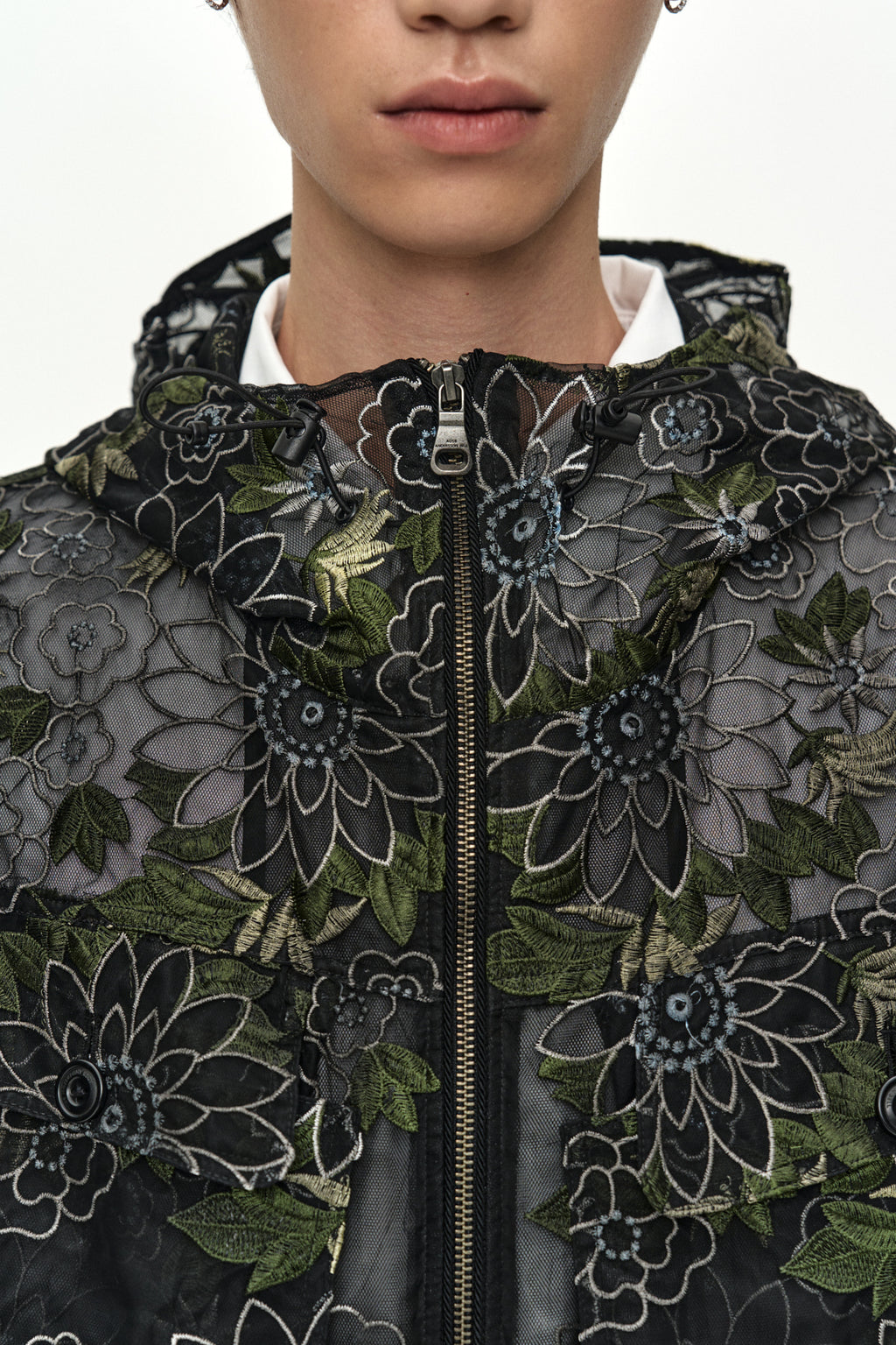 Andersson Bell - Flower Embroidery Sheer Hoodie Jacket (Black) product image 5 | TRAB K-Fashion Australia