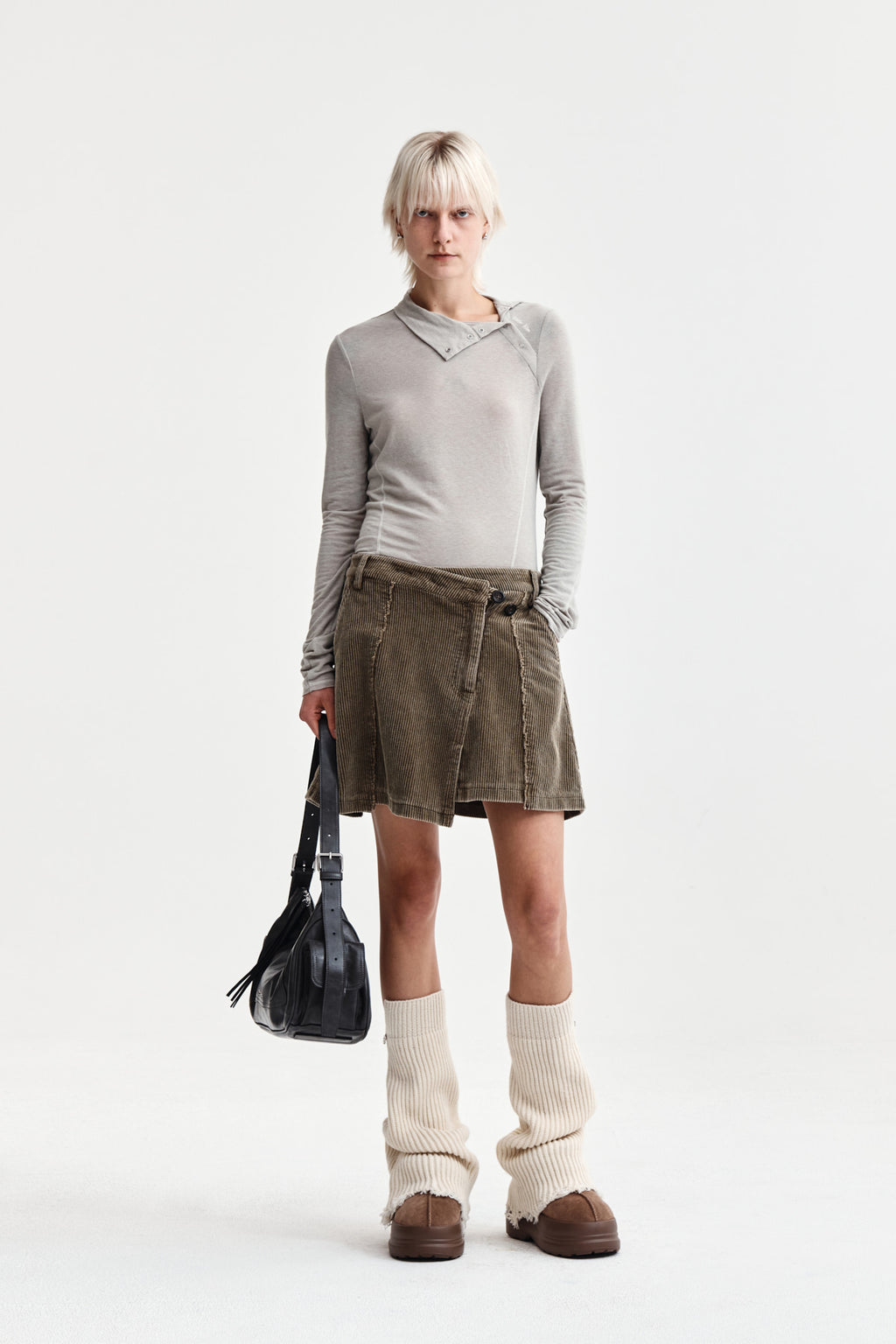Matin Kim - Button Slit Half Neck Top (Beige) product image 8 | TRAB K-Fashion Australia