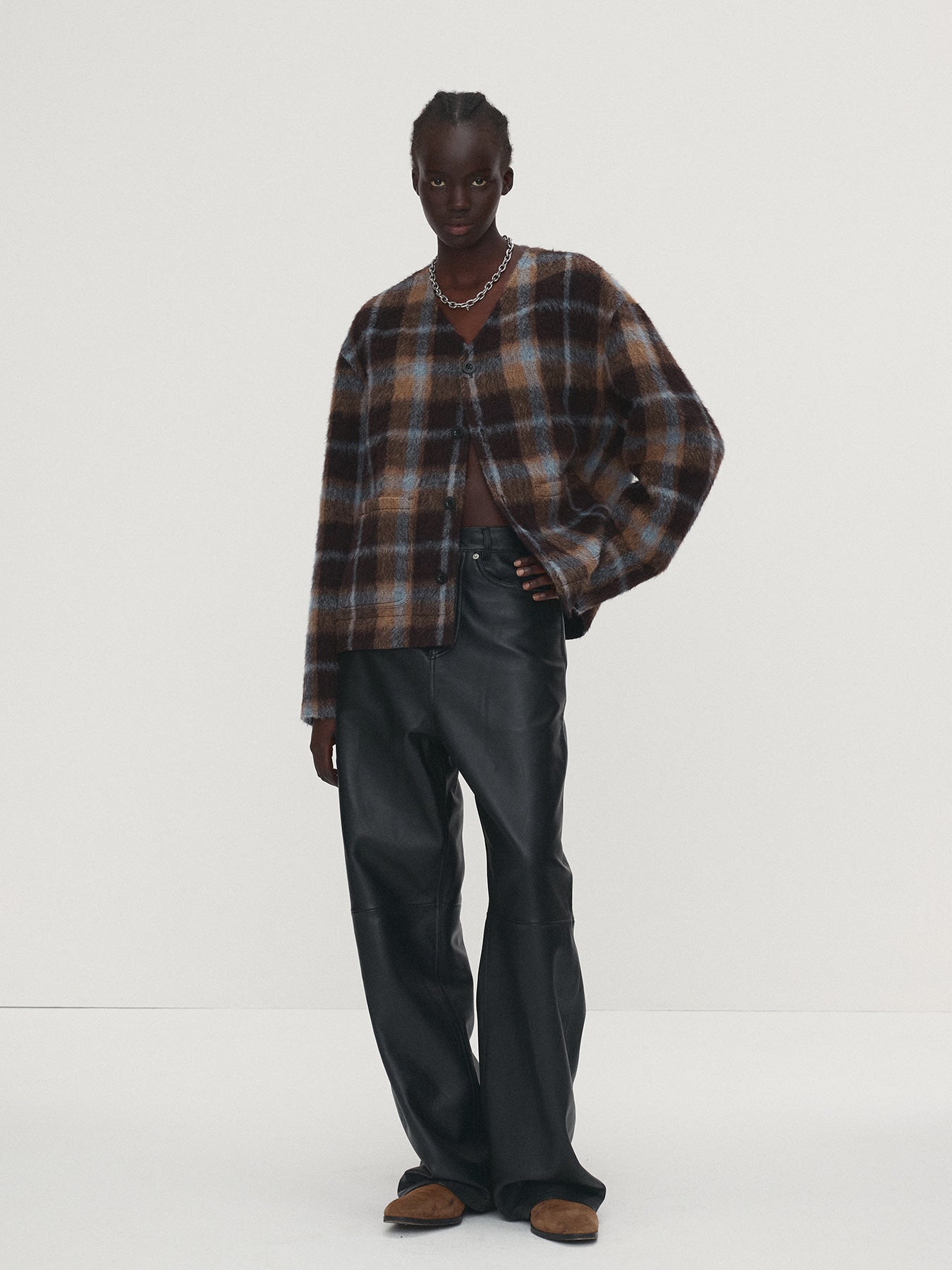 Tonywack - Checked Wool Mohair Blouson Italian Fabric (Brown) product image 1 | TRAB K-Fashion Australia