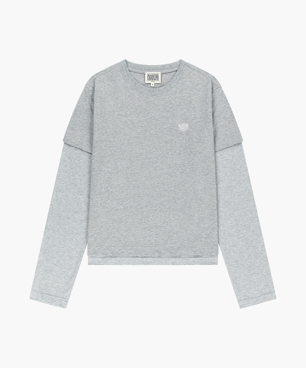 Marithe & Francois Girbaud - Half Sleeve Layered Long Sleeve Tee (Heather Gray) product image 5 | TRAB K-Fashion Australia