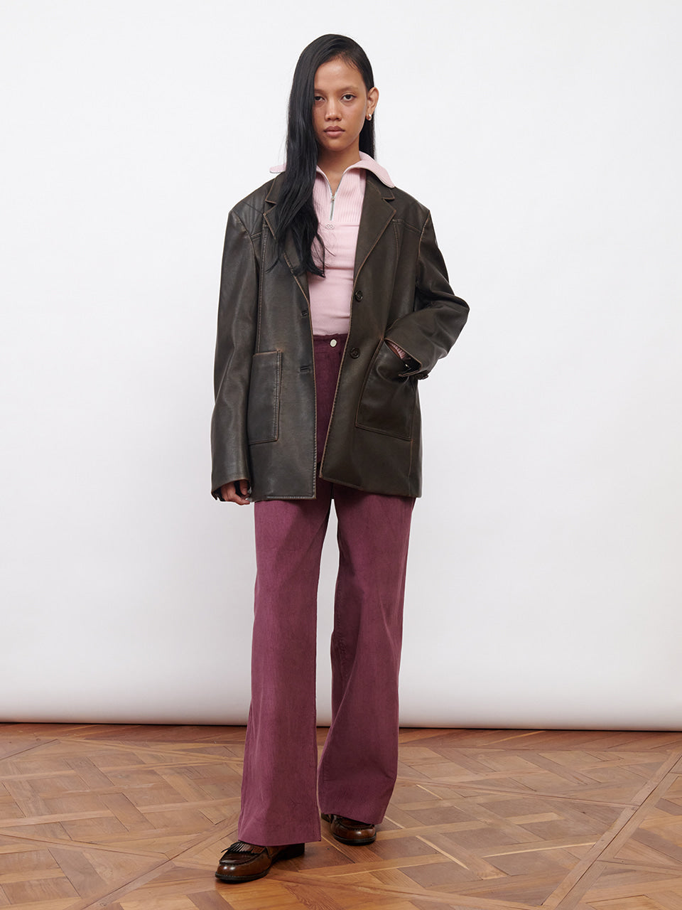 Kijun - Corduroy Wide Tuck Pants (Burgundy) product image 5 | TRAB K-Fashion Australia