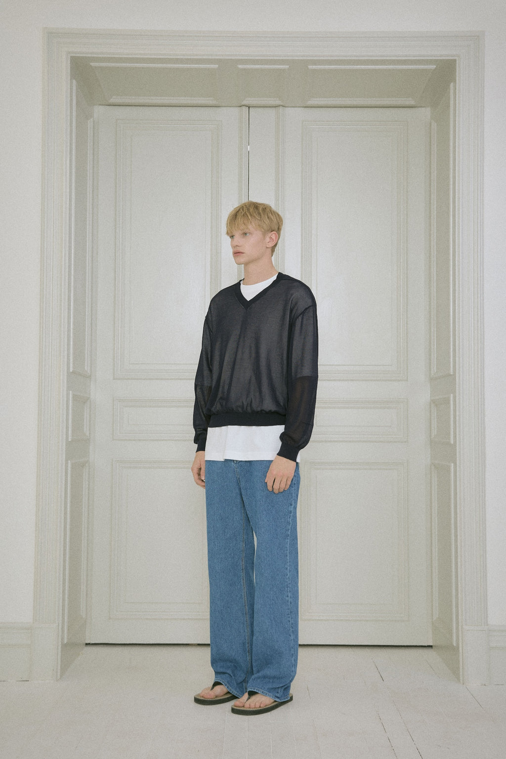 STU - Sheer V-Neck Knit (Navy) product image 12 | TRAB K-Fashion Australia