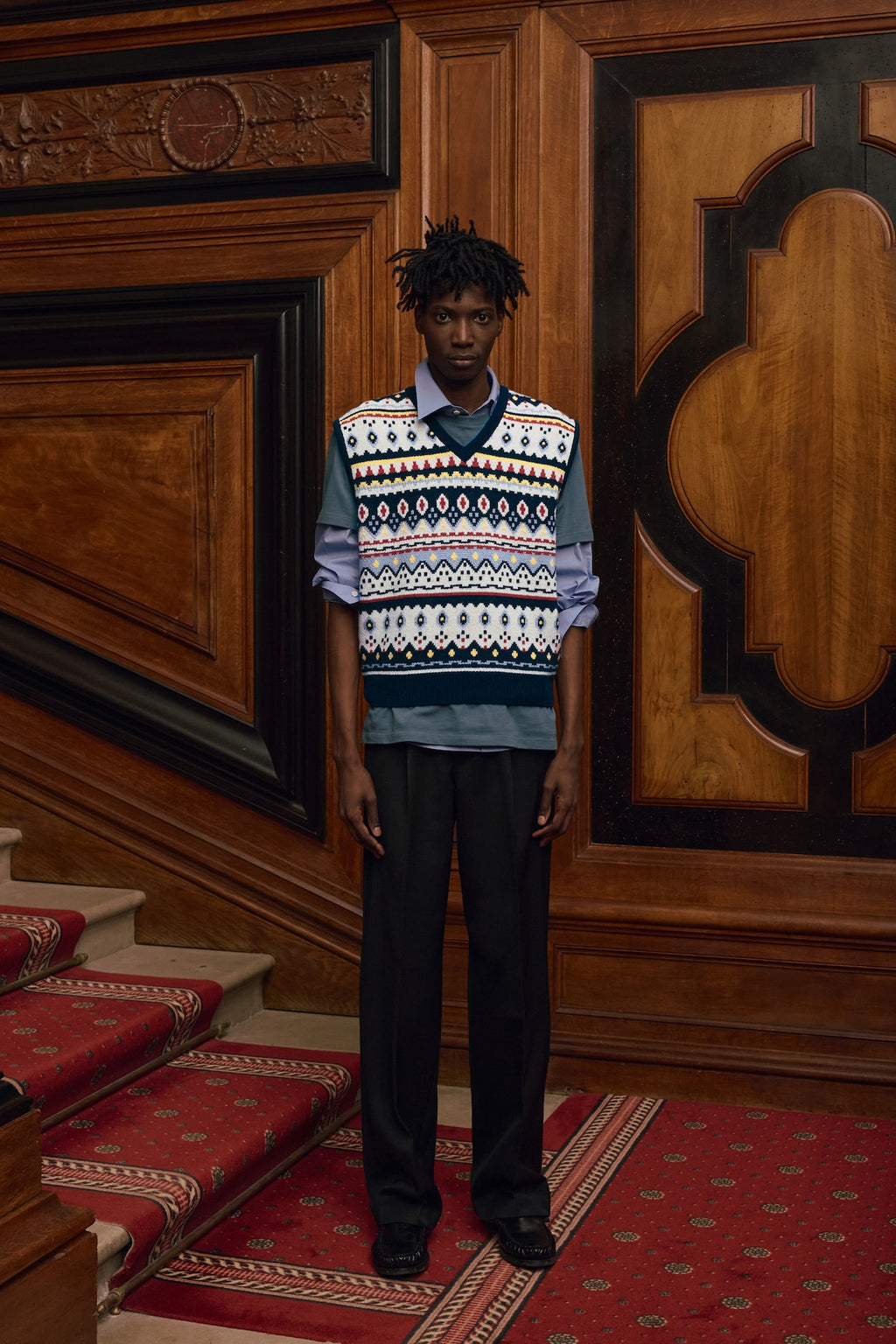 STU - Jacquard Sweater Vest (Navy) product image 6 | TRAB K-Fashion Australia
