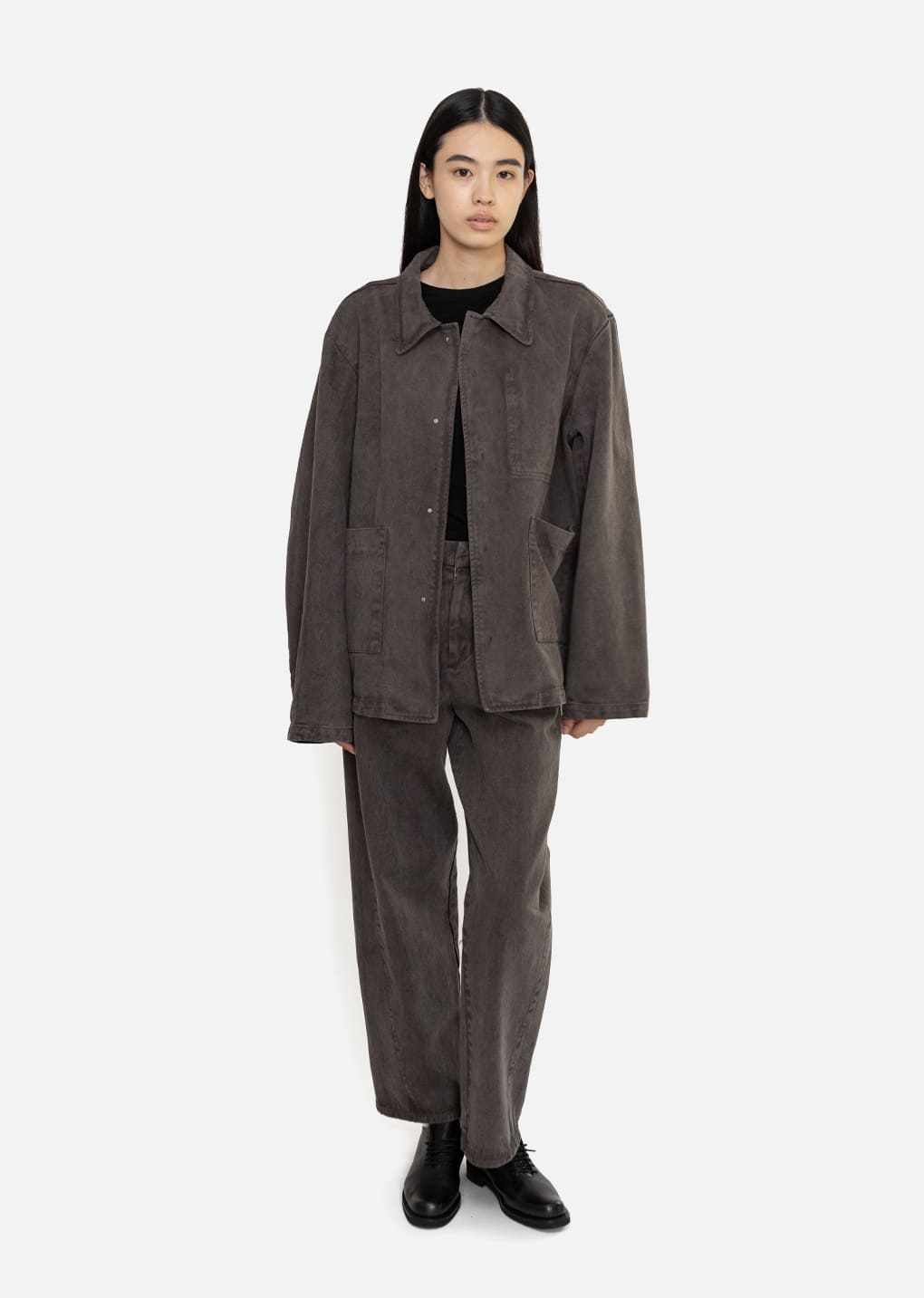 Amomento - Garments Dyed Curved Seam Denim (Brown) product image 2 | TRAB K-Fashion Australia