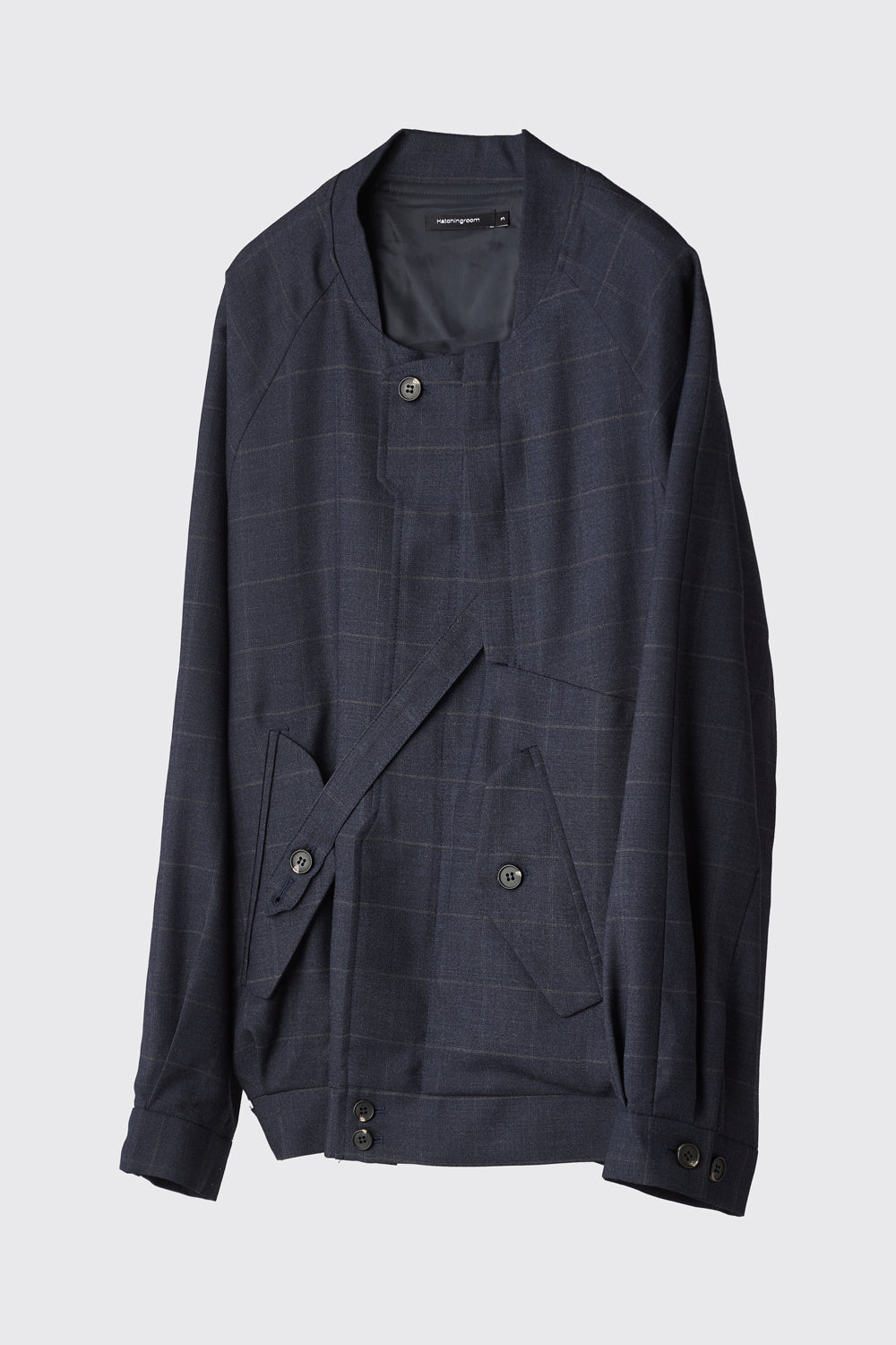 Hatchingroom - Non Collar Jacket Blue Charcoal Check (Wool) product image 2 | TRAB K-Fashion Australia