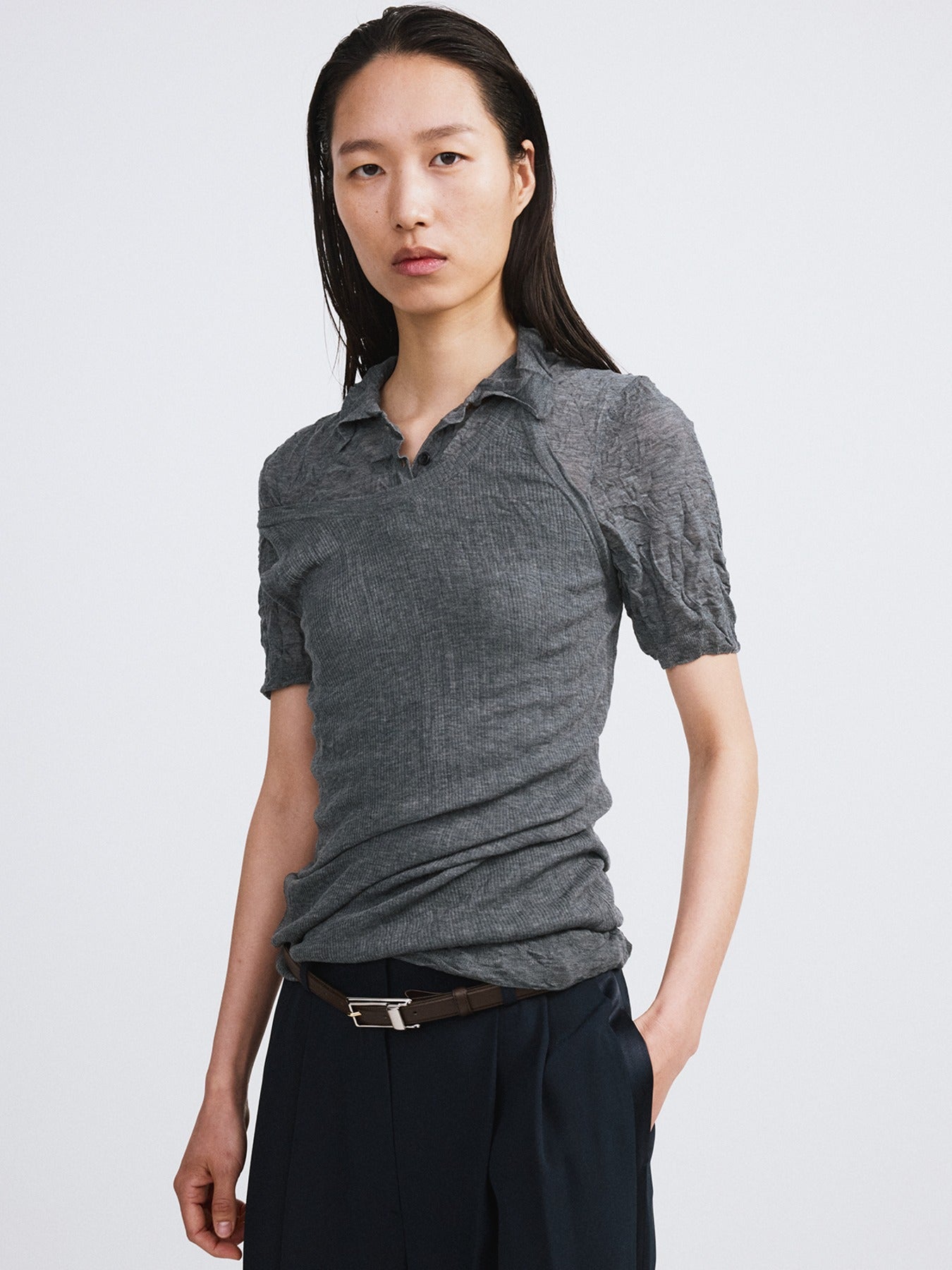 Recto - Crease Knit Tank Top (Cool Grey) product image 1 | TRAB K-Fashion Australia