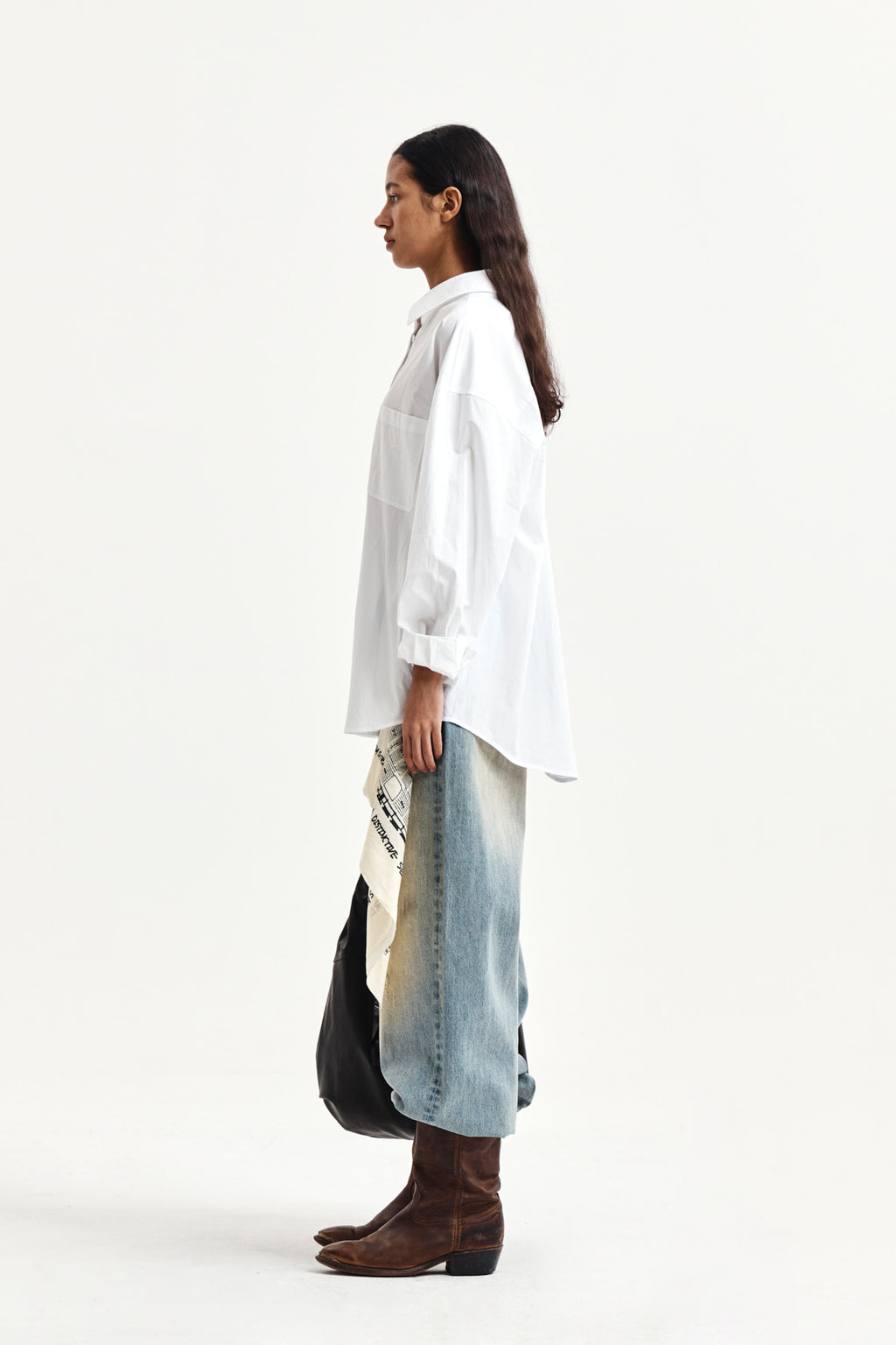 Matin Kim - Embroidery Small Logo Shirt (White) product image 6 | TRAB K-Fashion Australia