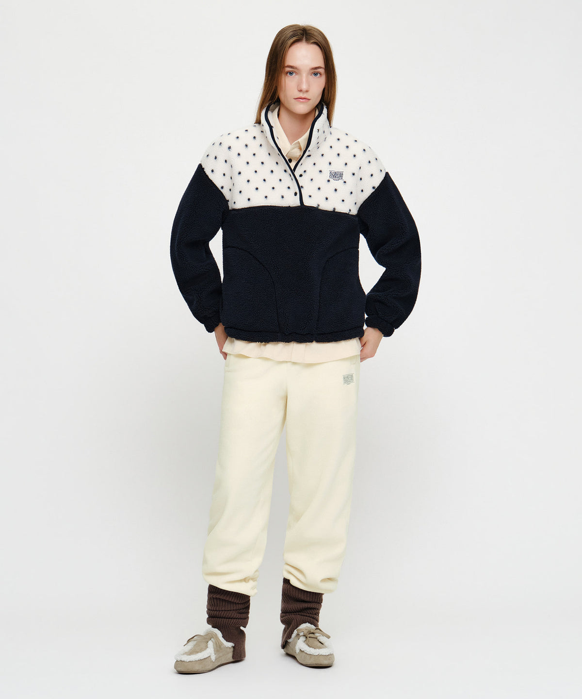 Marithe & Francois Girbaud - Doodle Classic Logo Dumble Fleece Anorak (Ivory) product image 6 | TRAB K-Fashion Australia