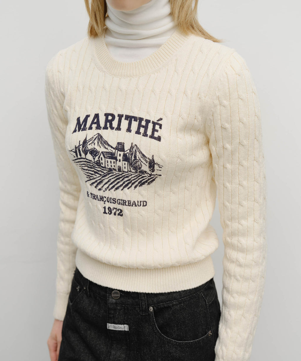 Marithe & Francois Girbaud - Vineyard Cable Knit Pullover (Ivory) product image 4 | TRAB K-Fashion Australia