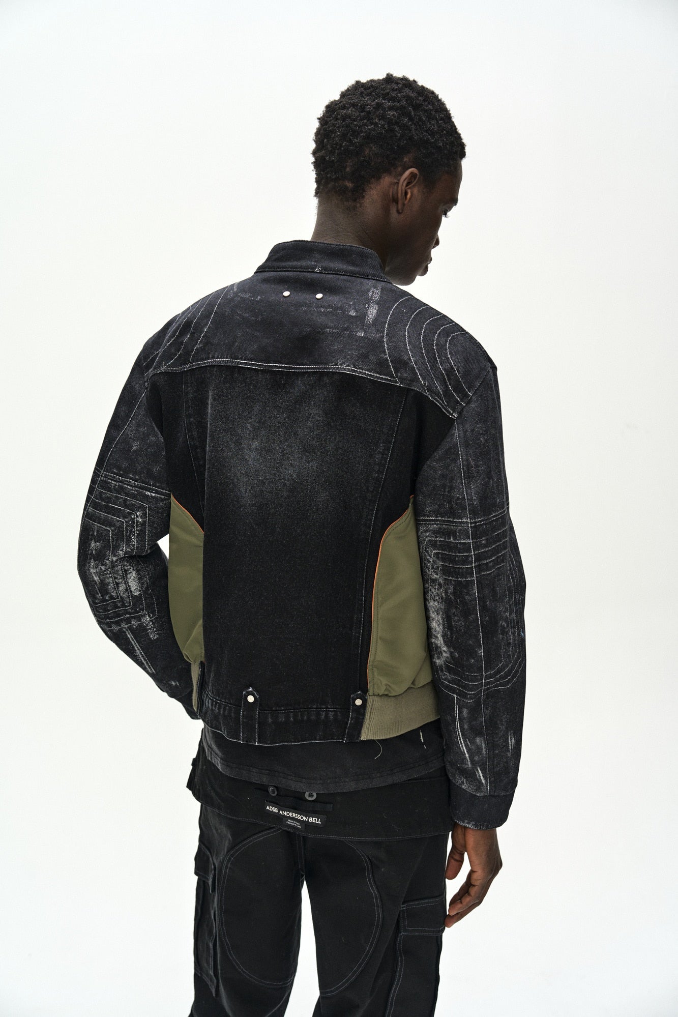 Andersson Bell - Nylon Patch Racing Denim Combo Jacket (black) (Black) product image 9 | TRAB K-Fashion Australia