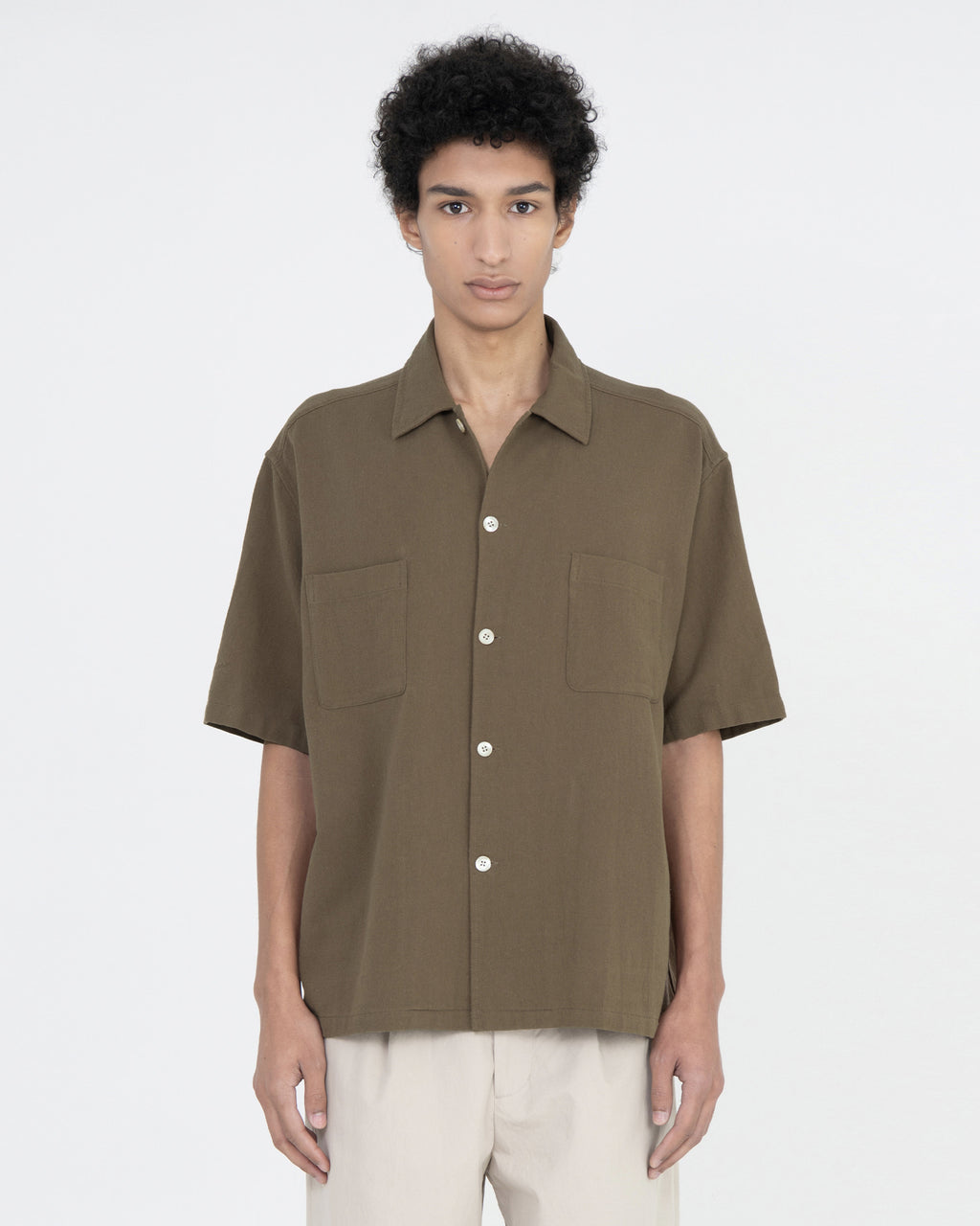 Brownyard - Open Collar Half Shirt (Mocha) product image 1 | TRAB K-Fashion Australia