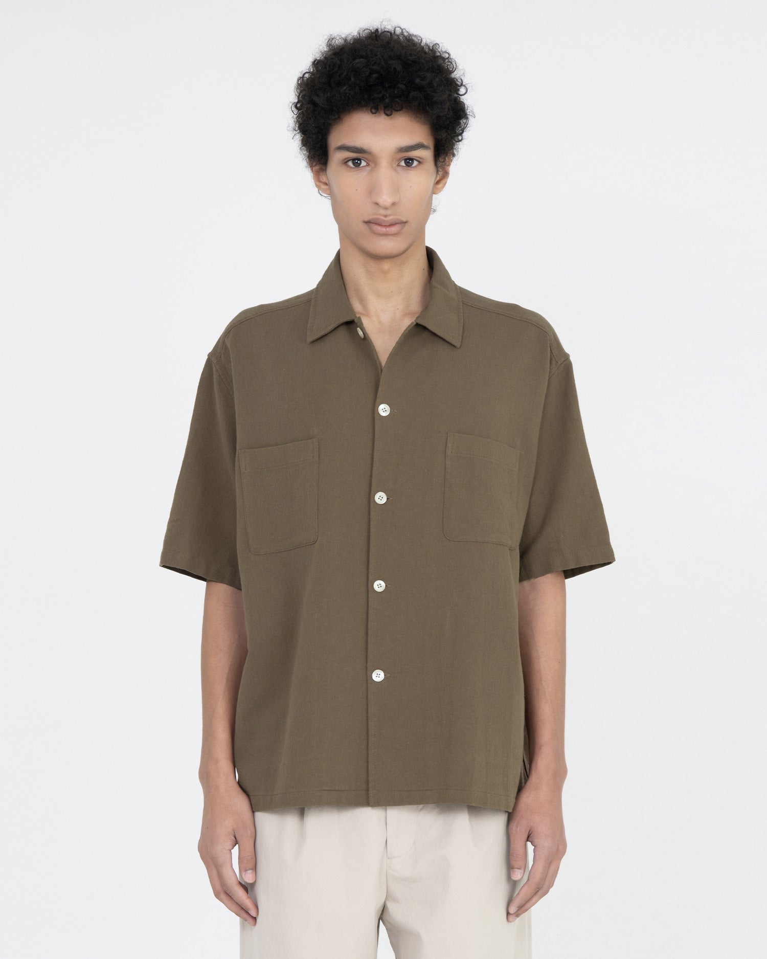 Brownyard - Open Collar Half Shirt (Mocha) product image 1 | TRAB K-Fashion Australia