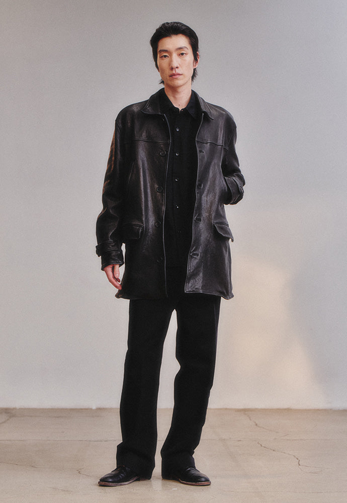 Art if acts - Washed Lambskin Vegetable Car Coat (Black) product image 2 | TRAB K-Fashion Australia