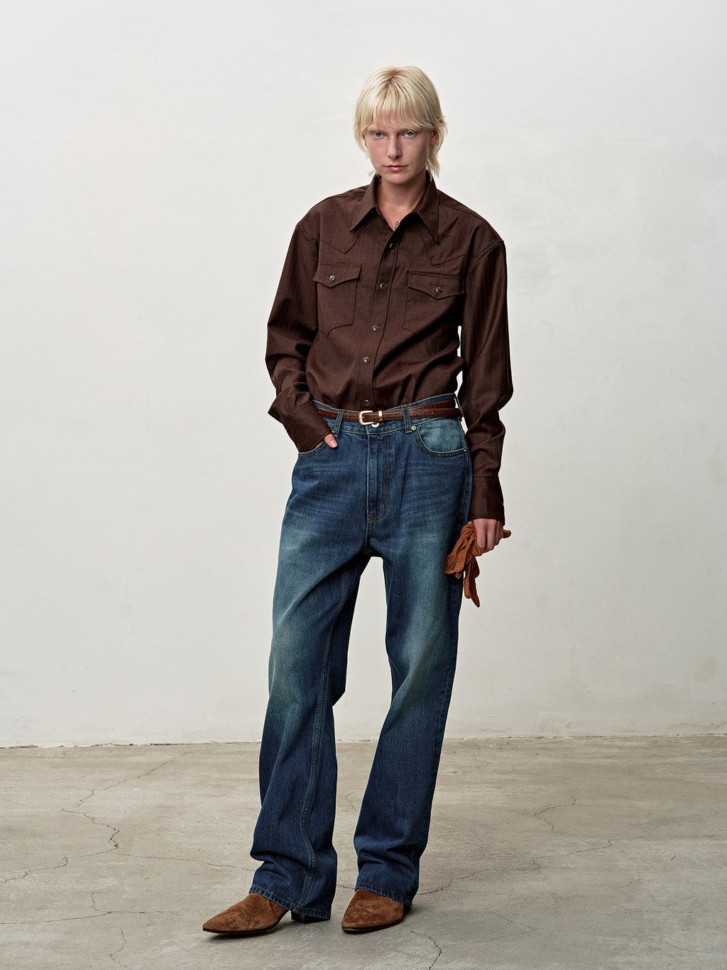Tonywack - Striped Wool Western Shirt (Sepia Brown) product image 4 | TRAB K-Fashion Australia