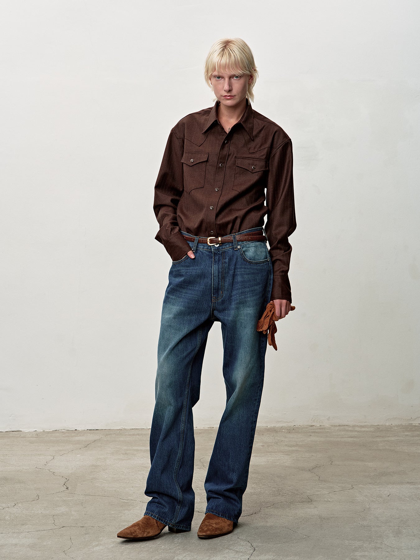 Tonywack - Striped Wool Western Shirt (Sepia Brown) product image 4 | TRAB K-Fashion Australia