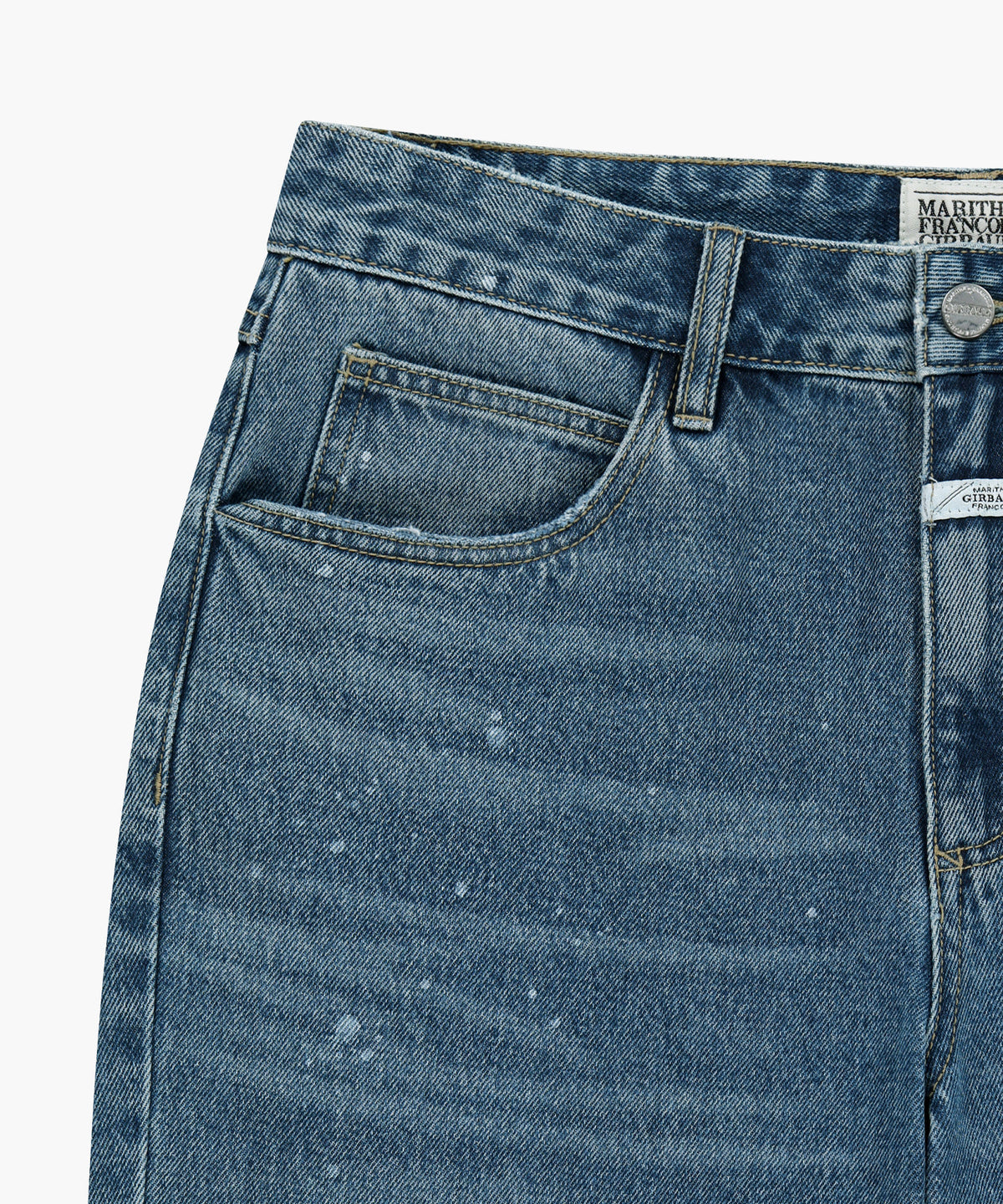 Marithe & Francois Girbaud - Semi-wide Painted Washed Denim Pants (Blue) product image 4 | TRAB K-Fashion Australia