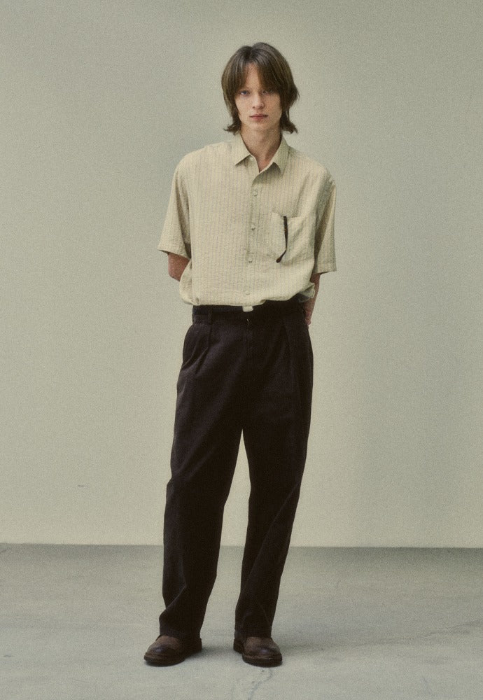 Art if acts - Wrinkle Rayon Half Shirt (French Beige) product image 1 | TRAB K-Fashion Australia