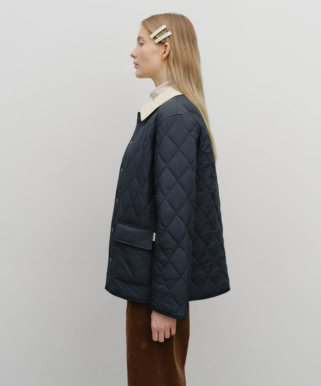 Marithe & Francois Girbaud - Corduroy Collar Quilted Jacket (Navy) product image 2 | TRAB K-Fashion Australia