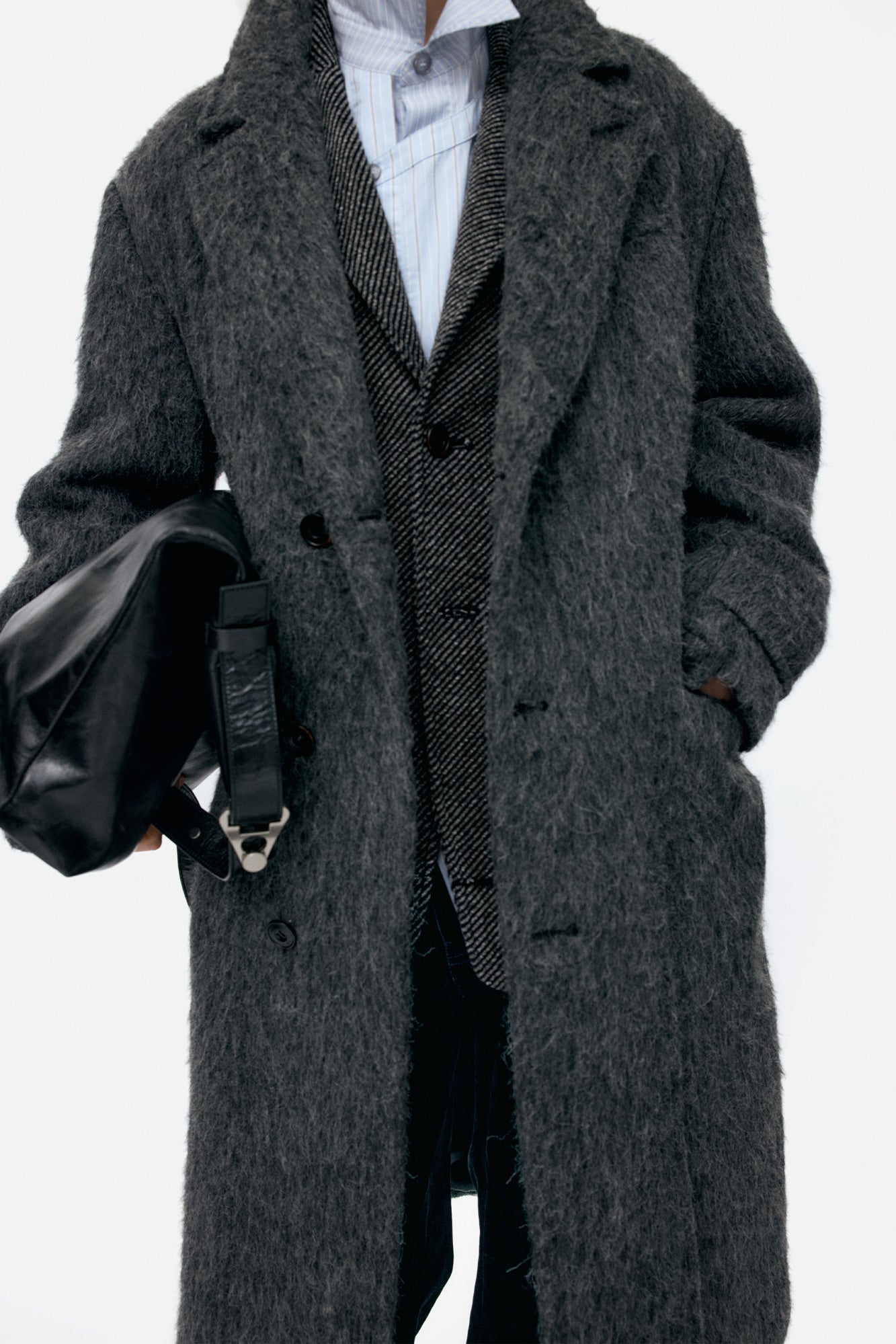 Andersson Bell - Mattia Shaggy Wool Robe Coat (Grey) product image 5 | TRAB K-Fashion Australia