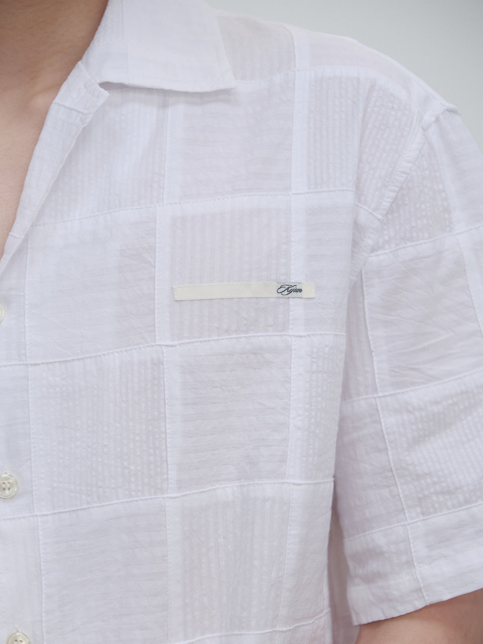Kijun - Patchwork Havana Shirt (White) product image 2 | TRAB K-Fashion Australia