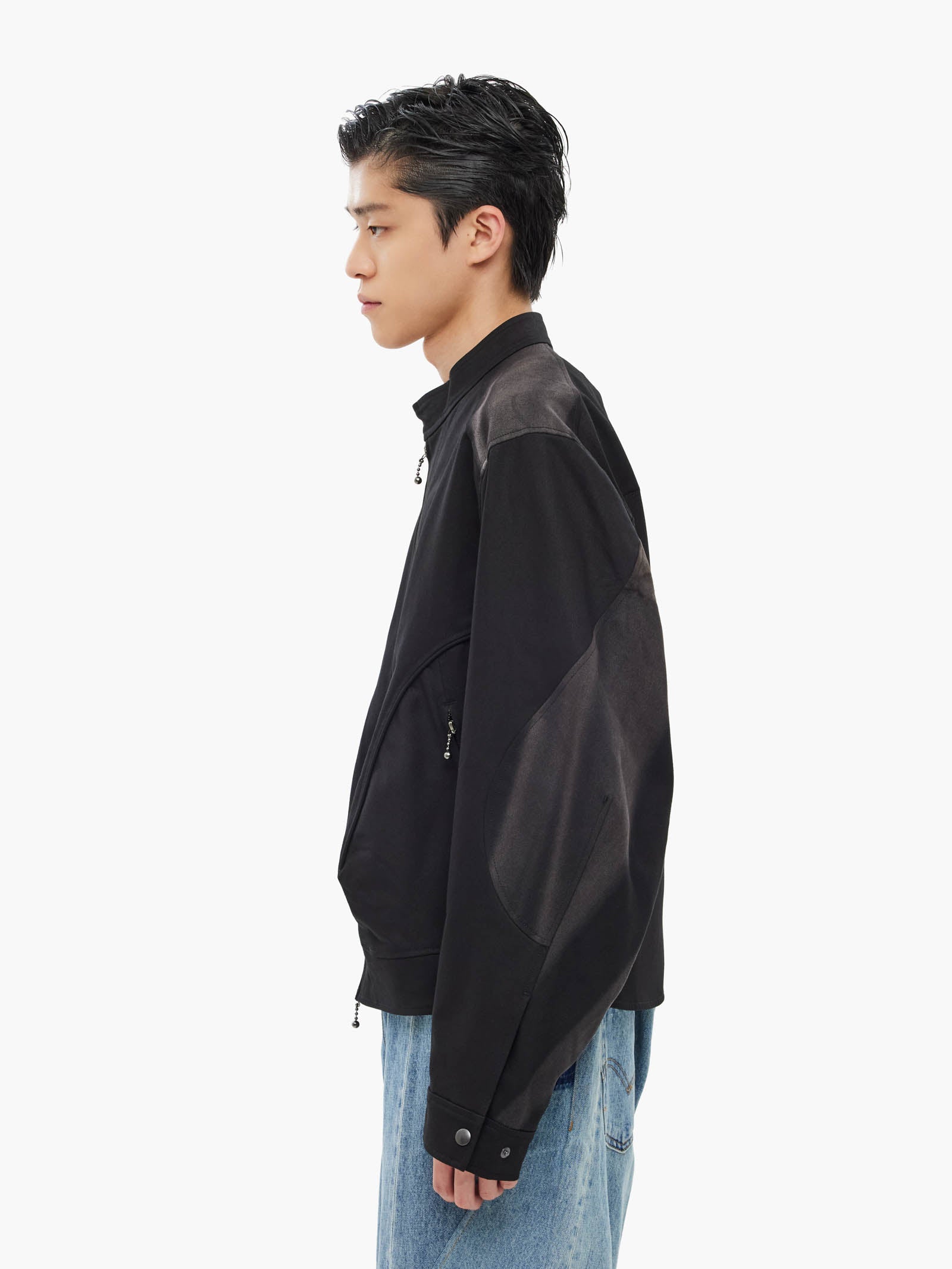 Jiyong Kim - Sun-Bleached Biker Jacket (Black) product image 3 | TRAB K-Fashion Australia
