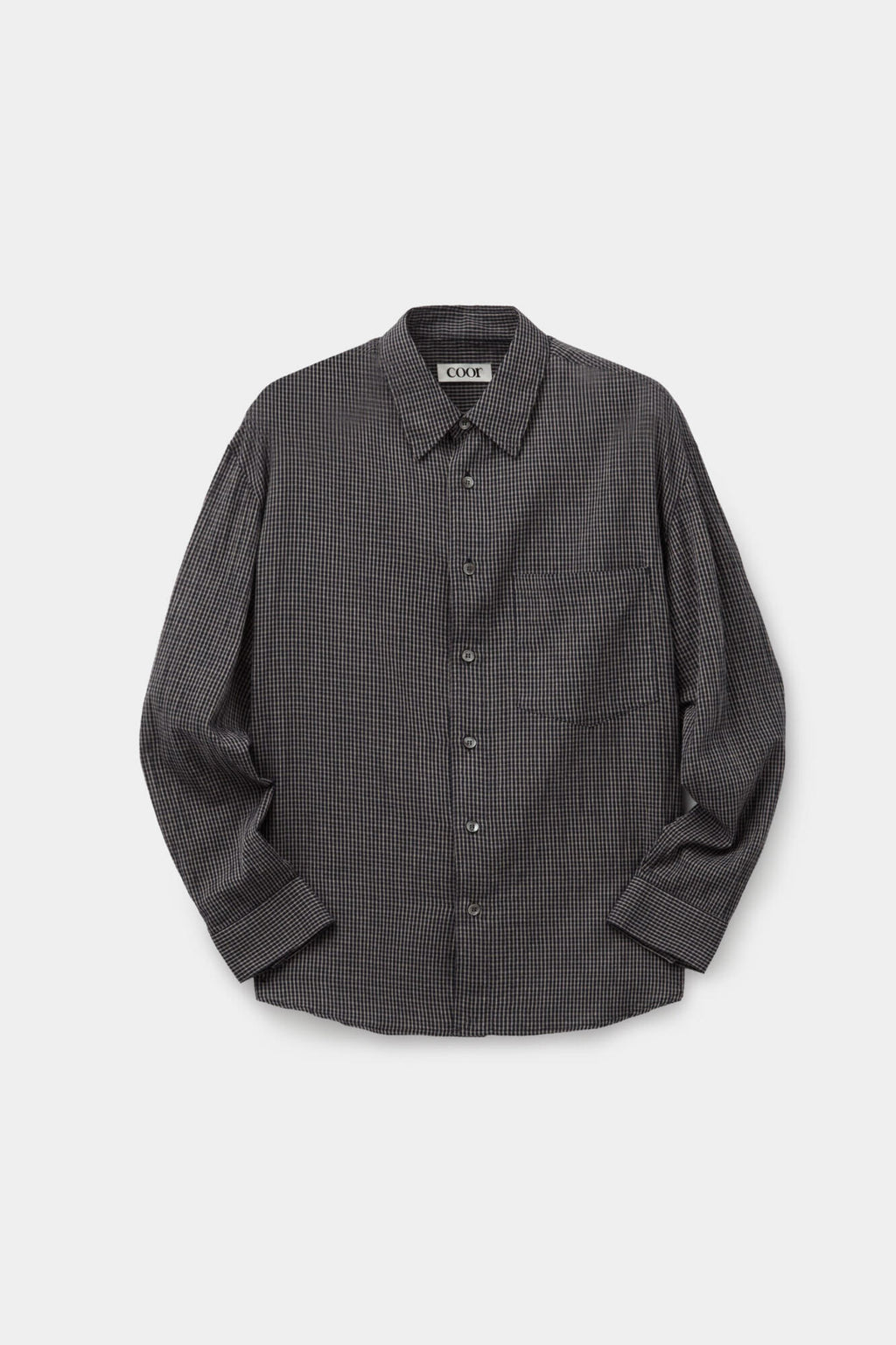 Coor - Wrinkle Sheer Check Shirt (Dark Navy) product image 1 | TRAB K-Fashion Australia