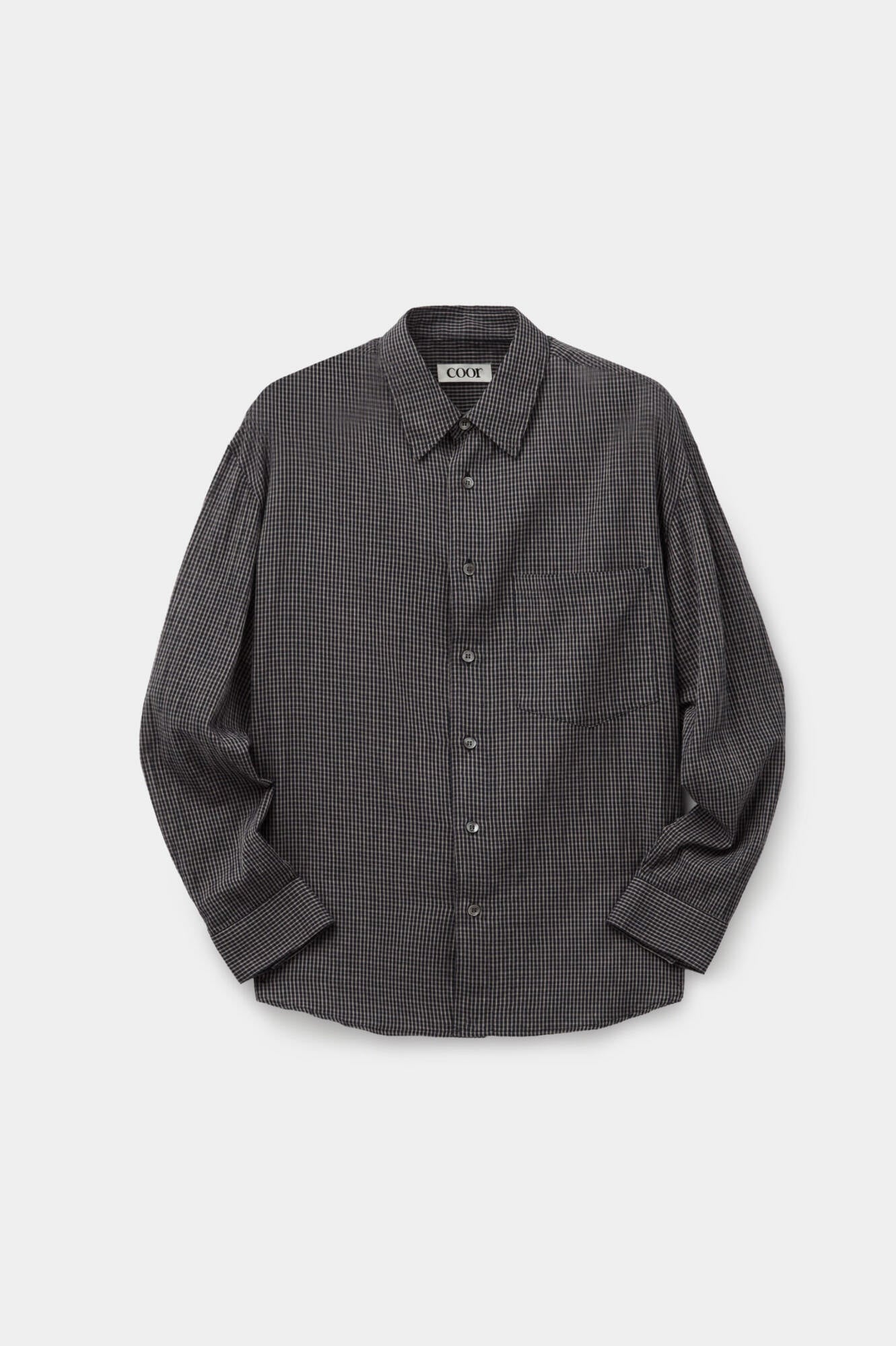 Coor - Wrinkle Sheer Check Shirt (Dark Navy) product image 1 | TRAB K-Fashion Australia