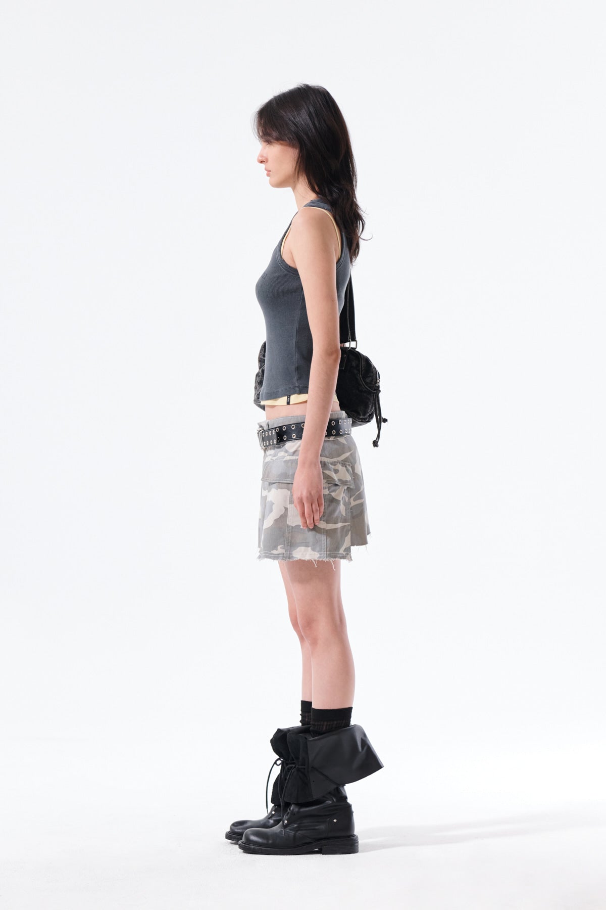 Matin Kim - Distressed Sleeveless Logo Top (Charcoal) product image 7 | TRAB K-Fashion Australia